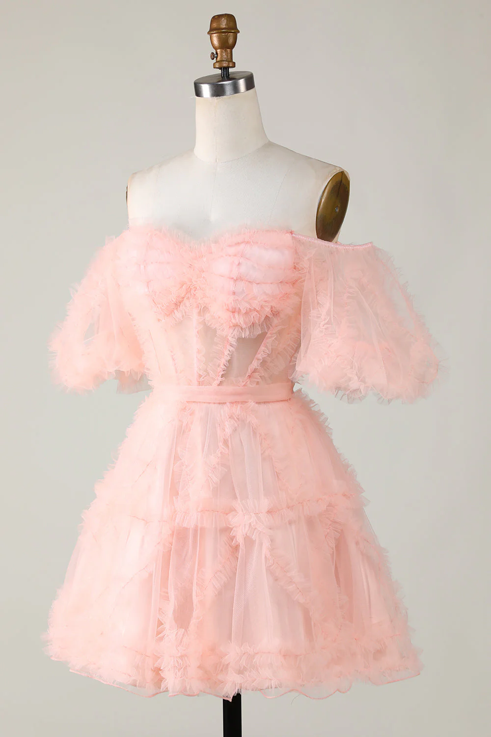 Stylish Une ligne de l’épaule Robe de Cocktail Corset en Tulle Violet - Image 19