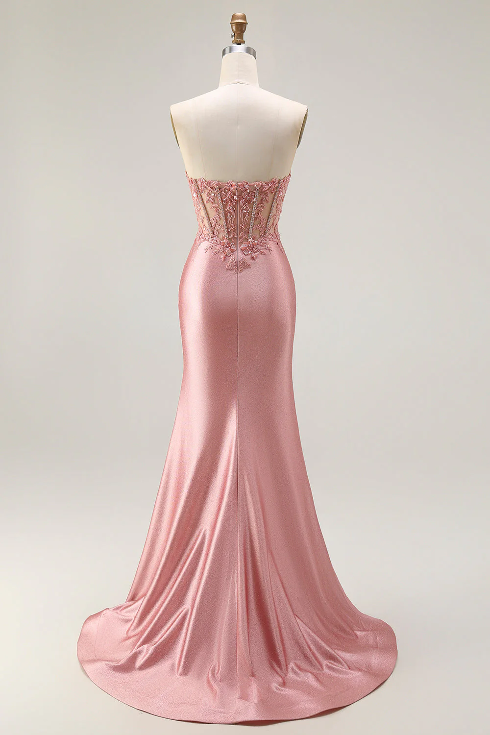 Sweetheart Blush Appliqued Corset Sirène Perle Longue Robe De Soirée Avec Fente - Image 2