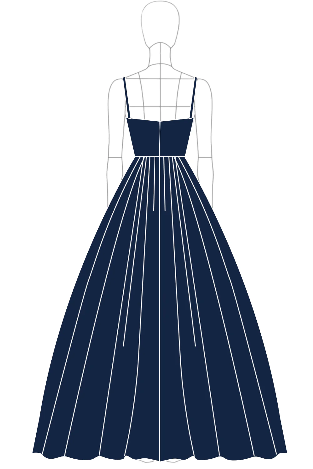 Sweetheart Navy Spaghetti Straps Robe de bal longue en satin avec poches latérales invisibles - Image 3