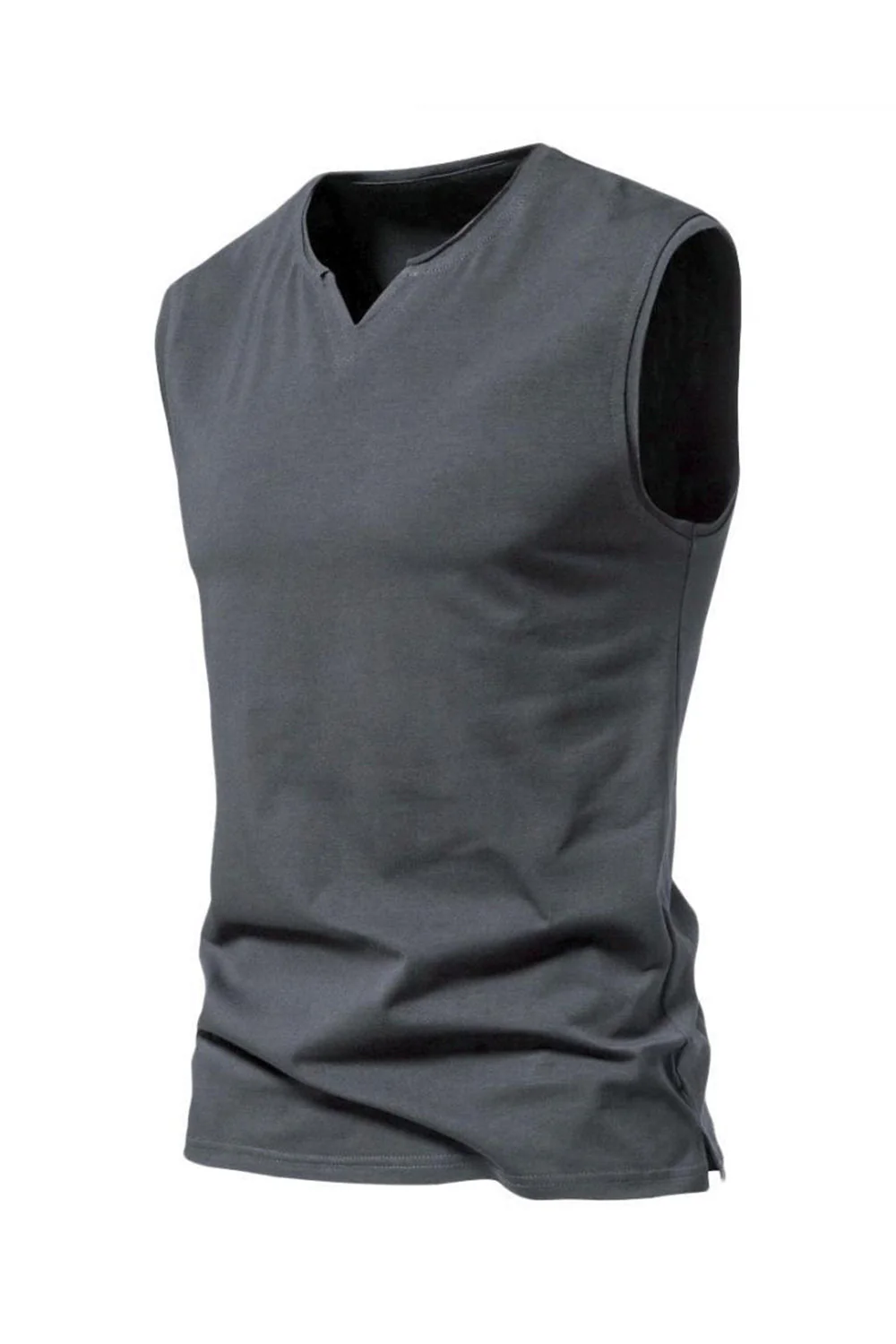 T-shirt d’été pour homme à col V noir sans manches - Image 8