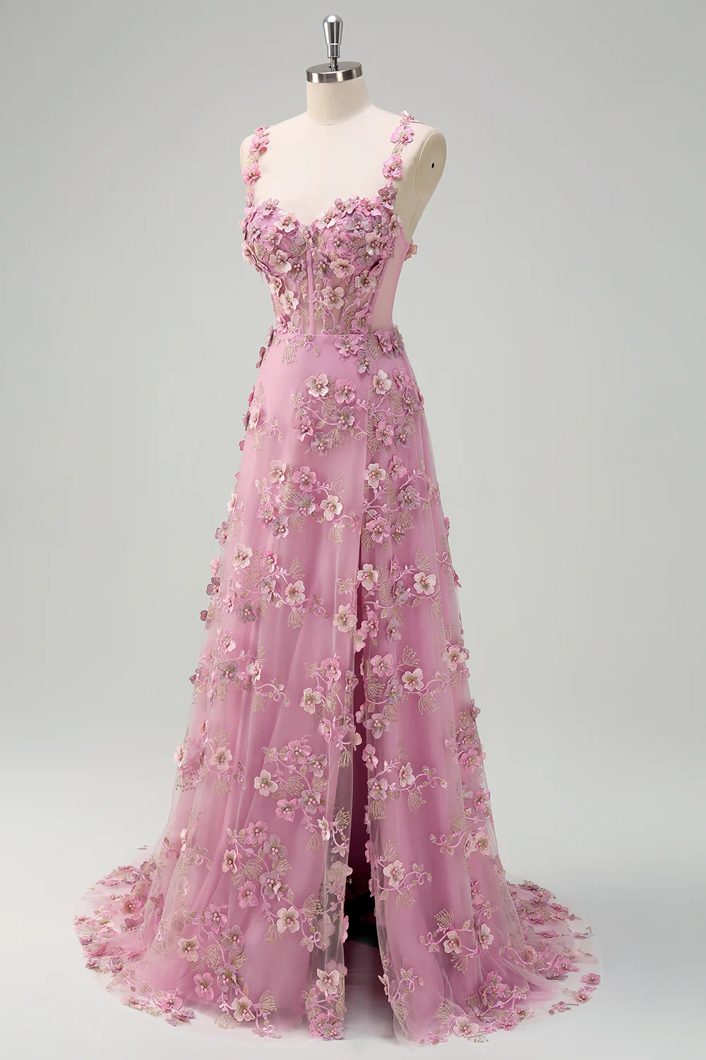 Taro Purple A-line Épaule Dénudée Applique Robe de Soirée Longue avec Fente - Image 4