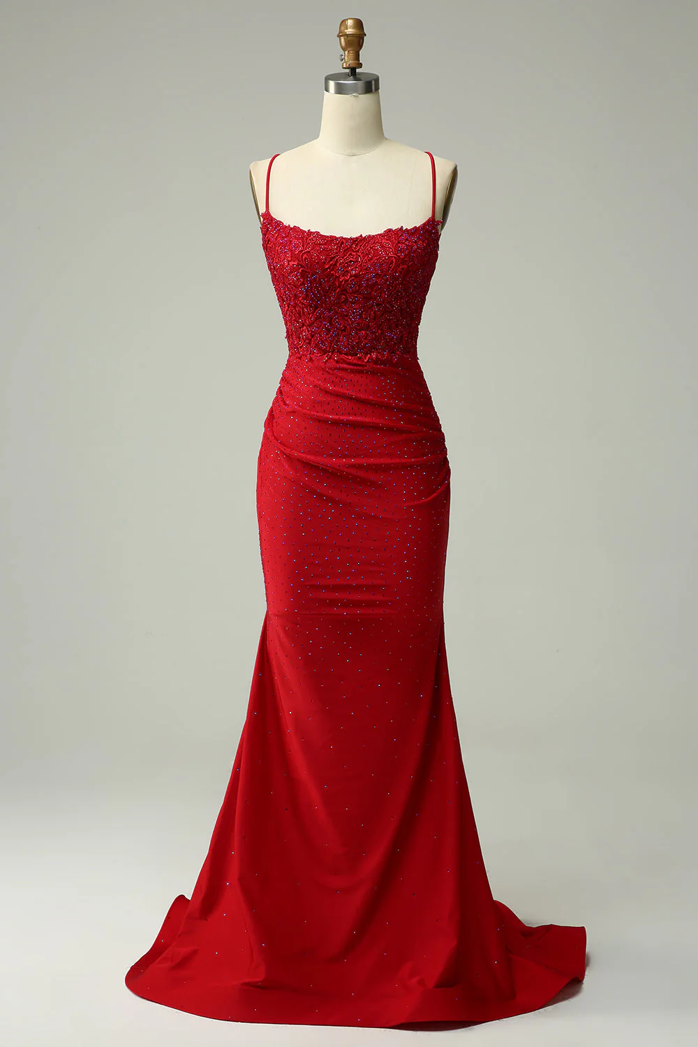 Robe de soirée sirène à col halter bleu royal avec appliques - Image 10