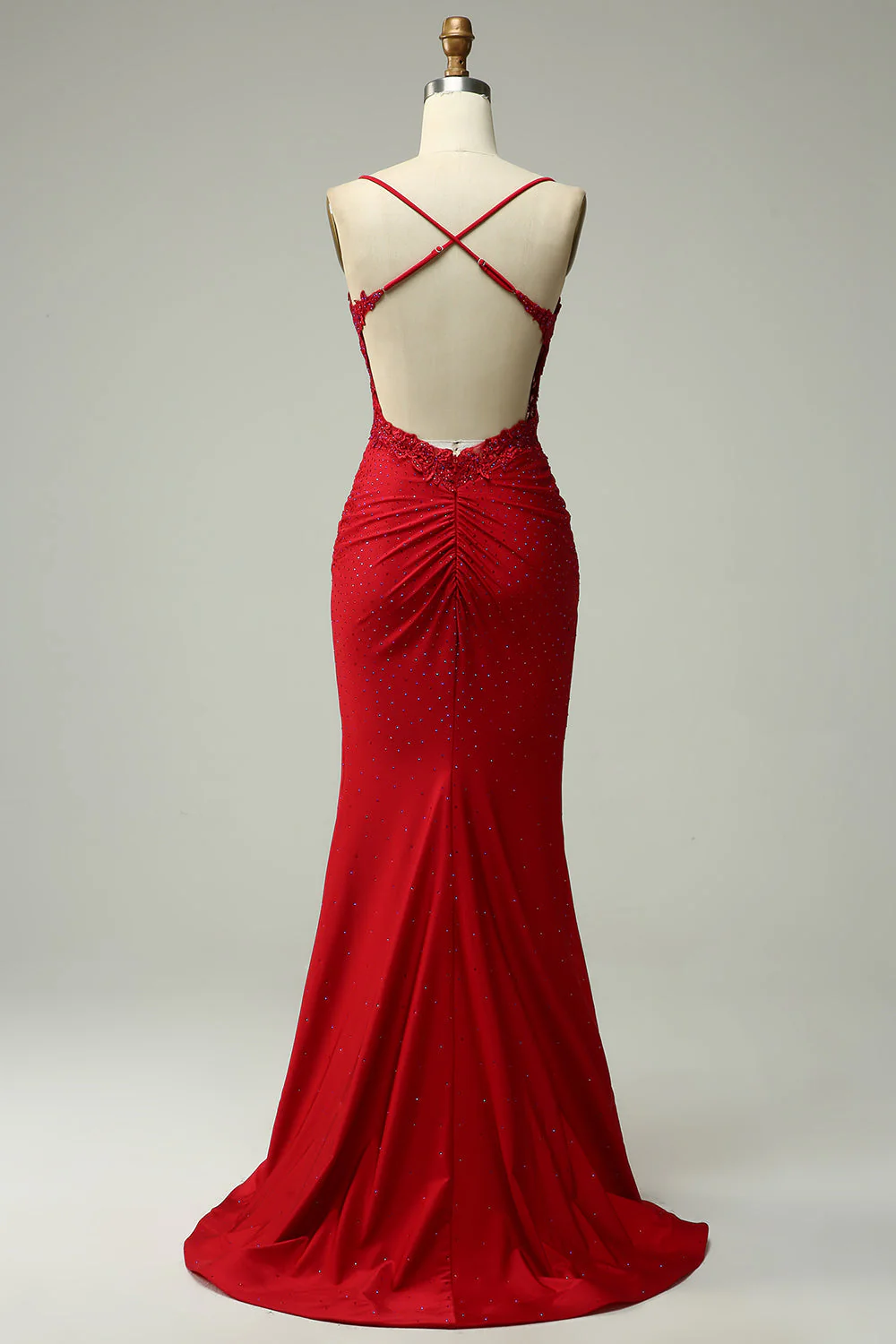 Robe de soirée sirène à col halter bleu royal avec appliques - Image 11