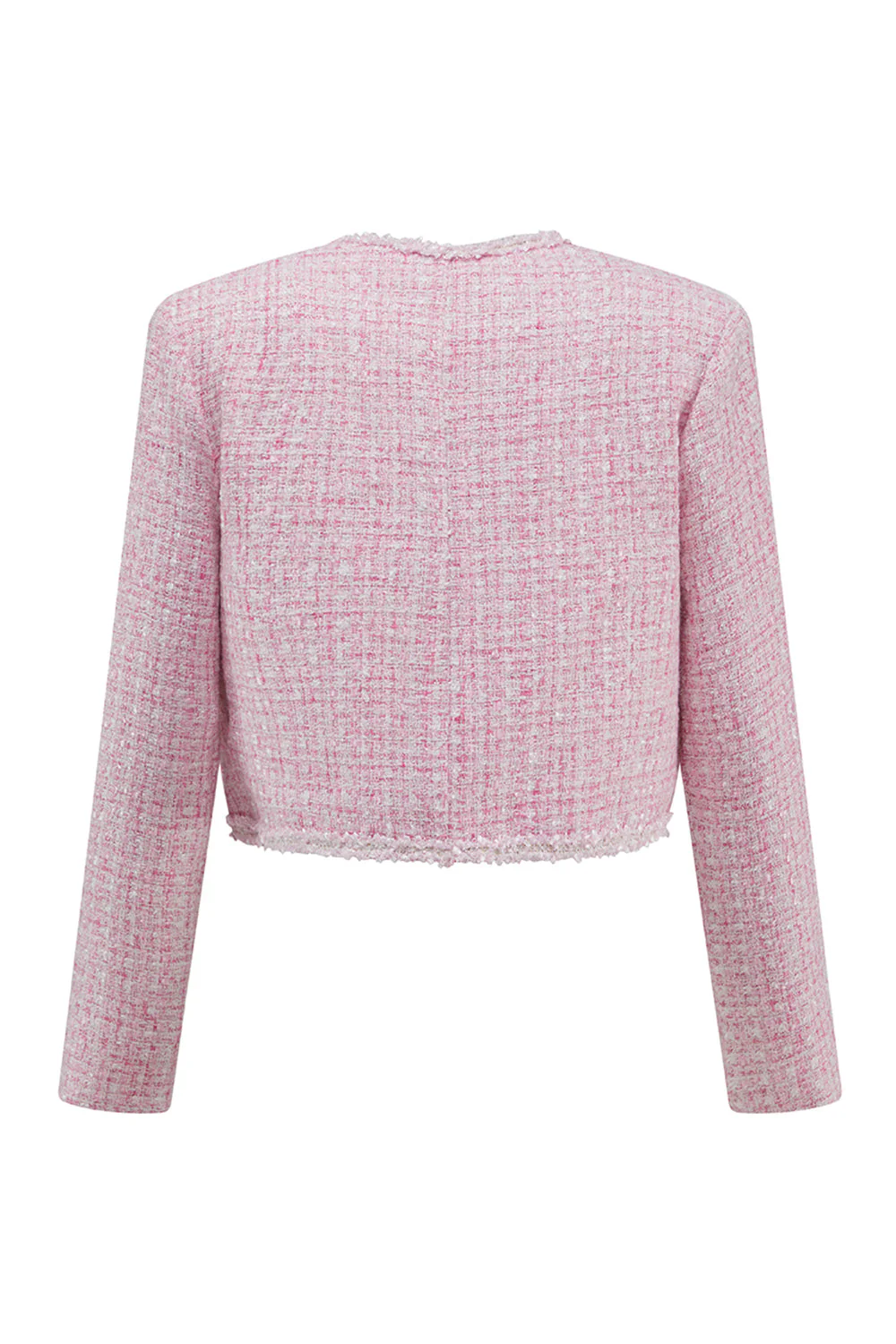 Tenues courtes 2 pièces en tweed rose pour les retrouvailles - Image 6