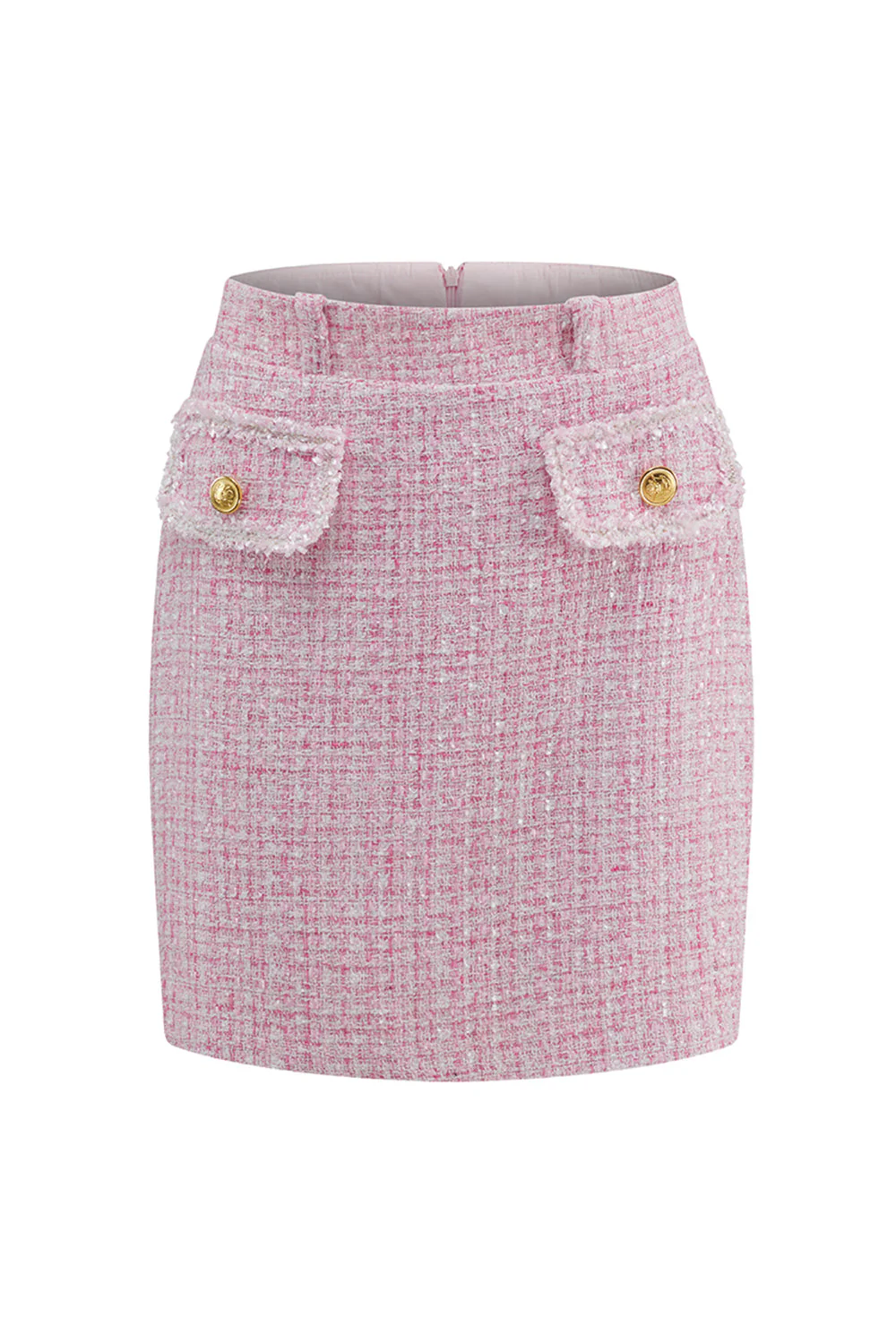 Tenues courtes 2 pièces en tweed rose pour les retrouvailles - Image 7