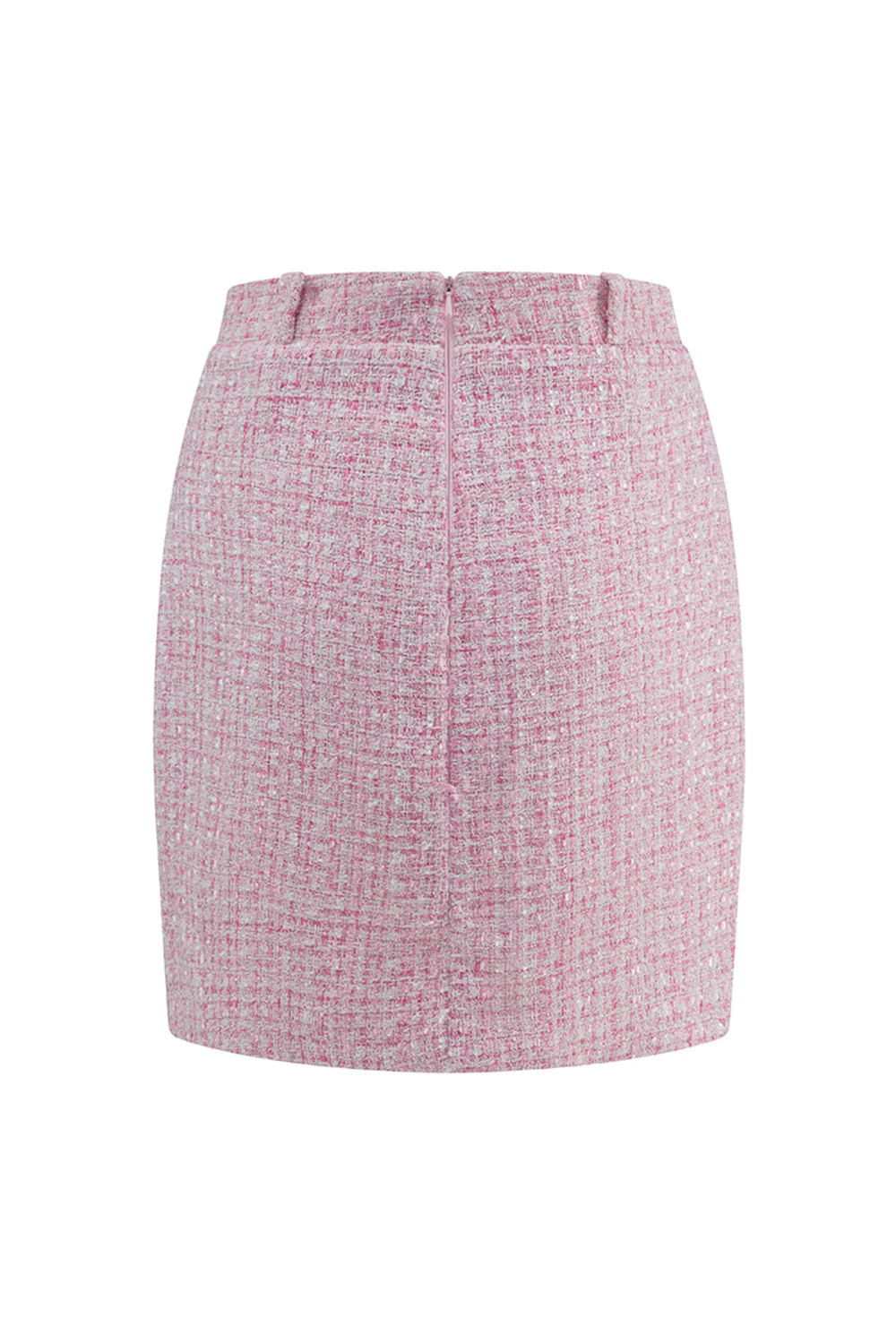 Tenues courtes 2 pièces en tweed rose pour les retrouvailles - Image 8