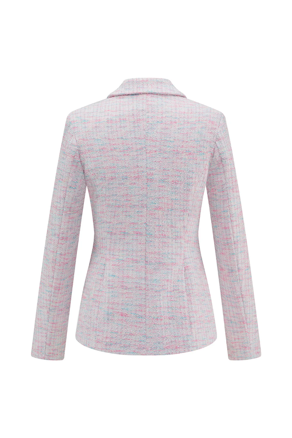 Tenues de bal 2 pièces en tweed rose clair avec franges - Image 6