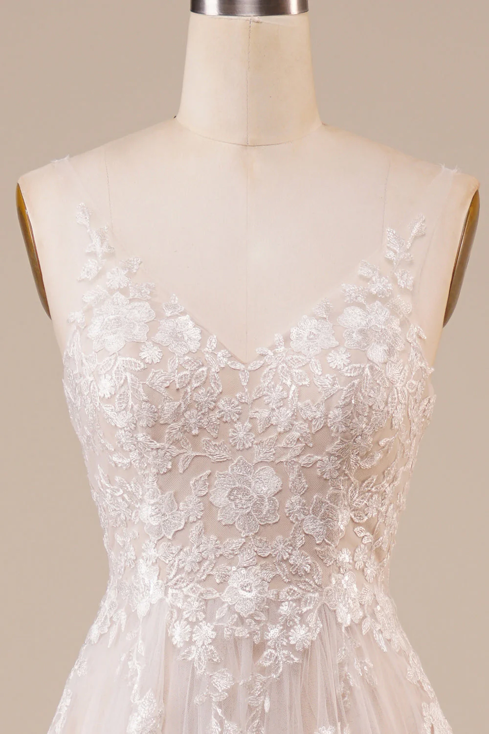 Robe de mariée longue en tulle dos nu ivoire avec Broderie - Image 4