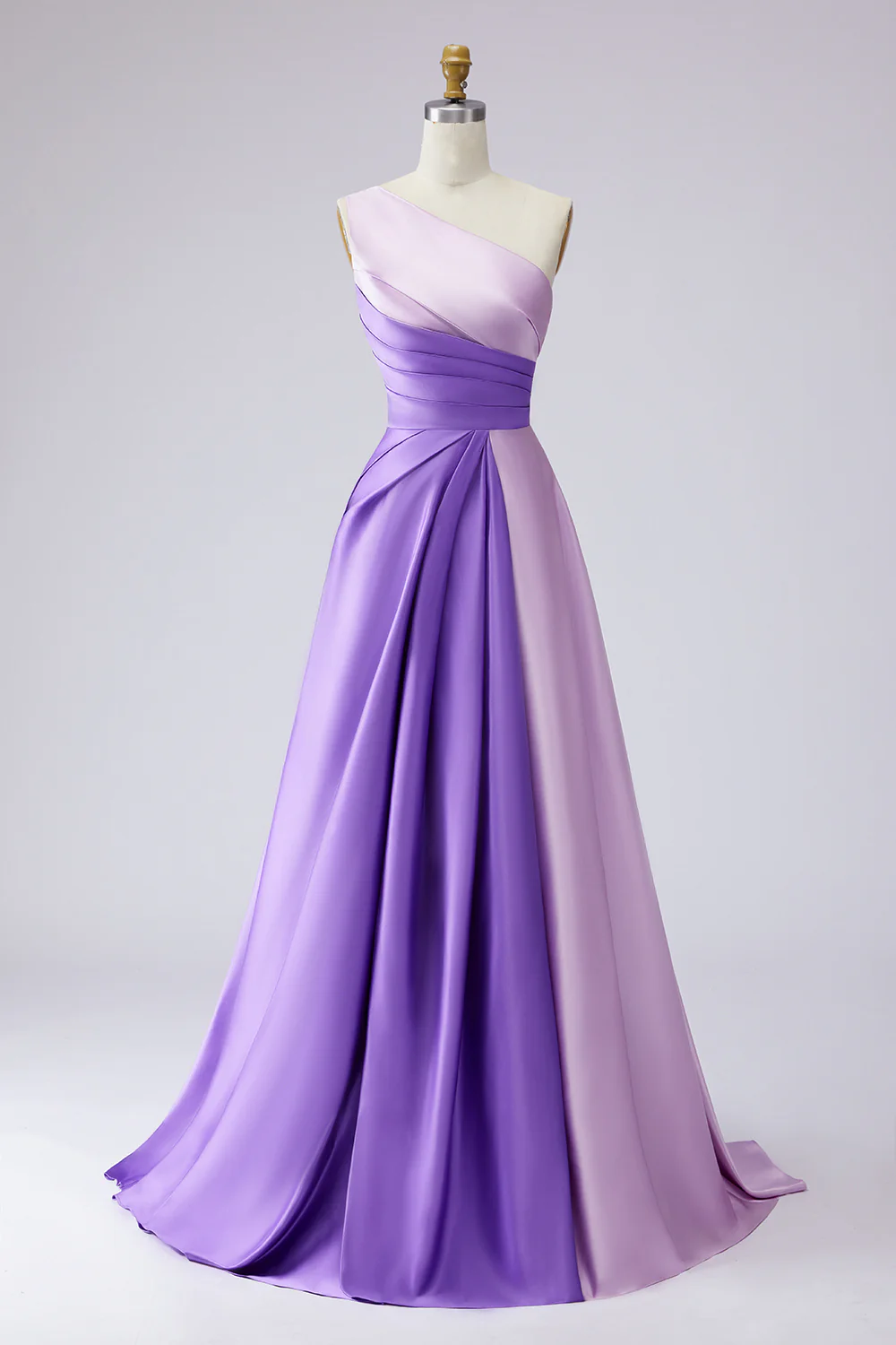 Robe formelle rose ligne A à une épaule froncée - Image 16