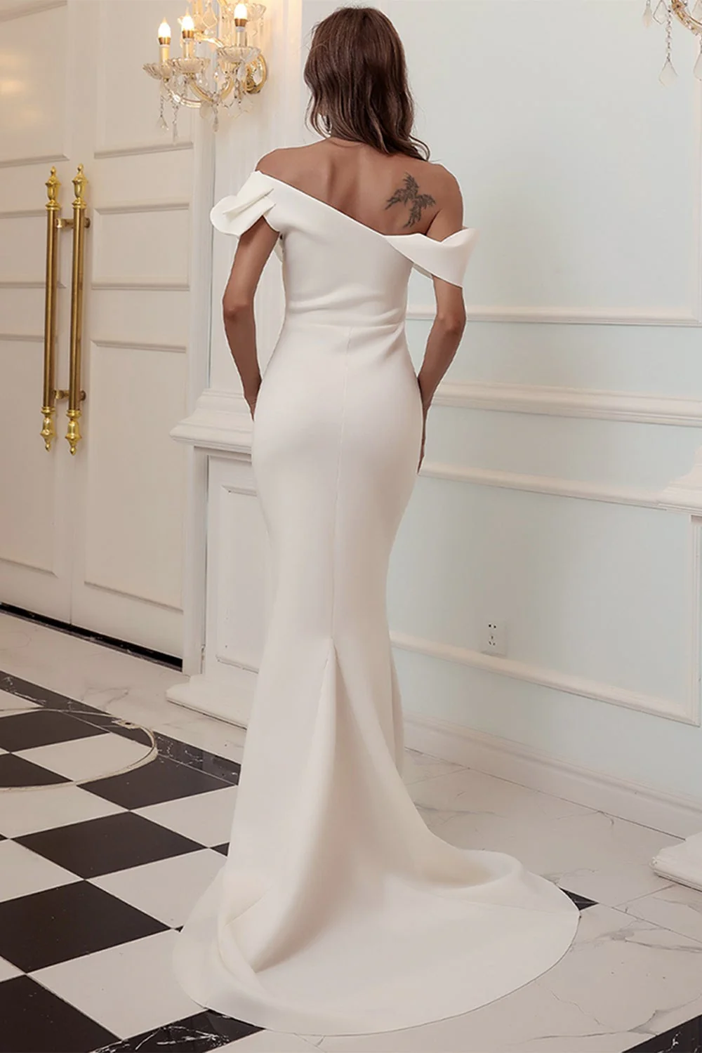 Une épaule Sirène Bourgogne Robe de bal - Image 12