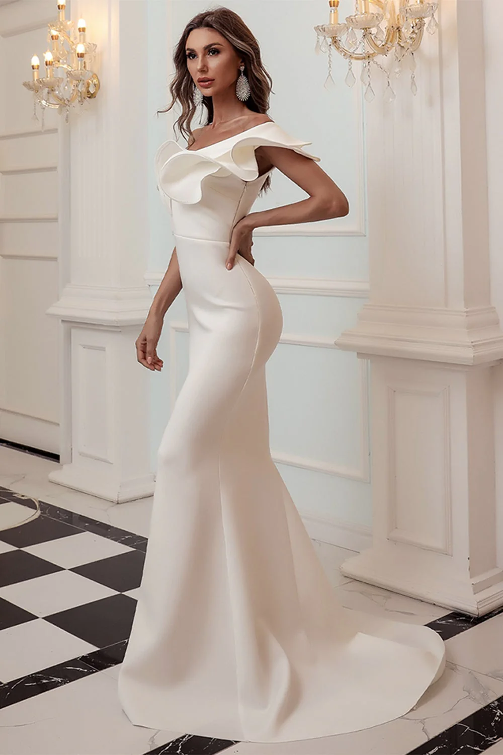 Une épaule Sirène Bourgogne Robe de bal - Image 13
