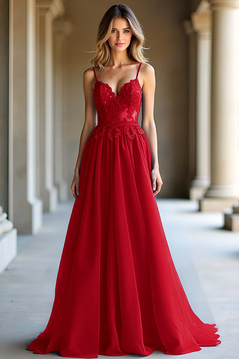 Une ligne bleu foncé spaghetti bretelles sweetheart robe longue de bal - Image 9