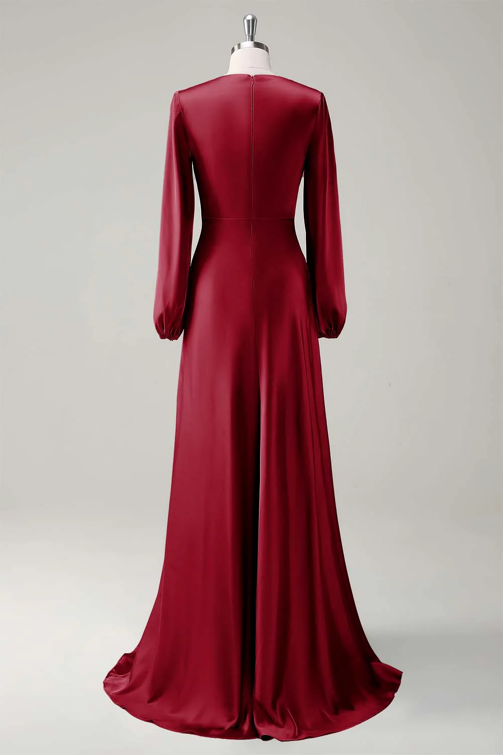 Une ligne col rond manches longues robe de demoiselle d’honneur sauge - Image 10