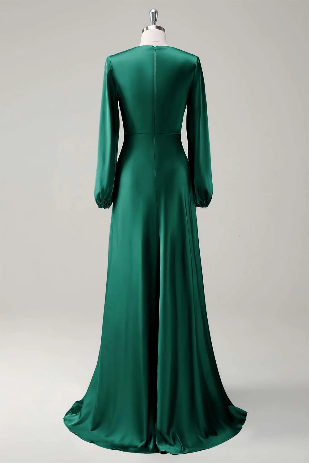 Une ligne col rond manches longues robe de demoiselle d’honneur sauge - Image 12