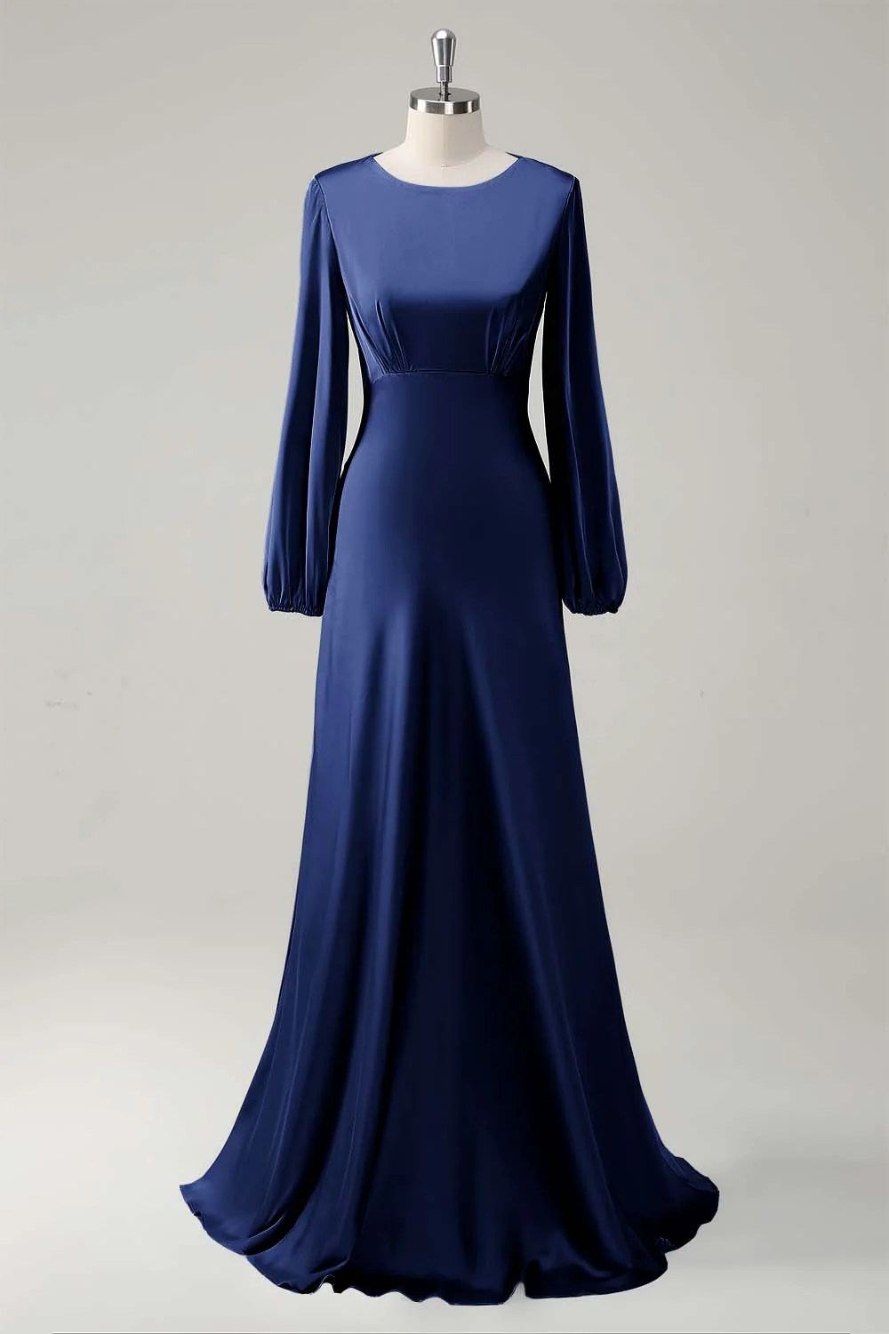 Une ligne col rond manches longues robe de demoiselle d’honneur sauge - Image 13