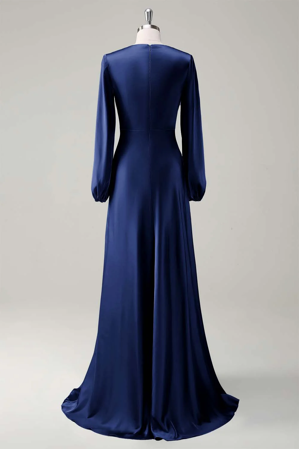 Une ligne col rond manches longues robe de demoiselle d’honneur sauge - Image 14