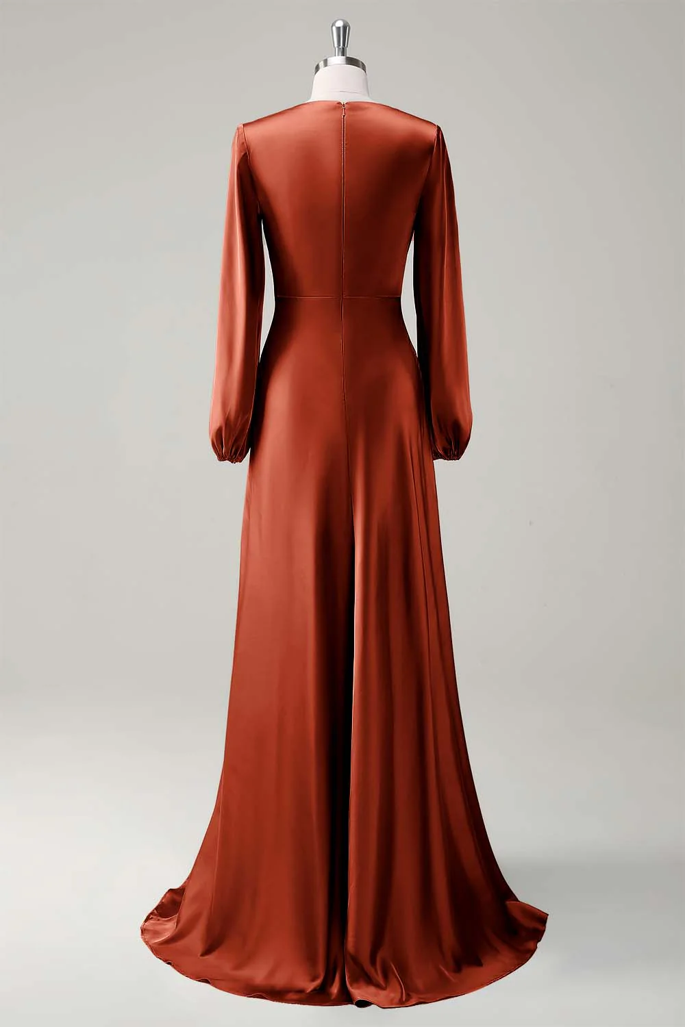 Une ligne col rond manches longues robe de demoiselle d’honneur sauge - Image 20