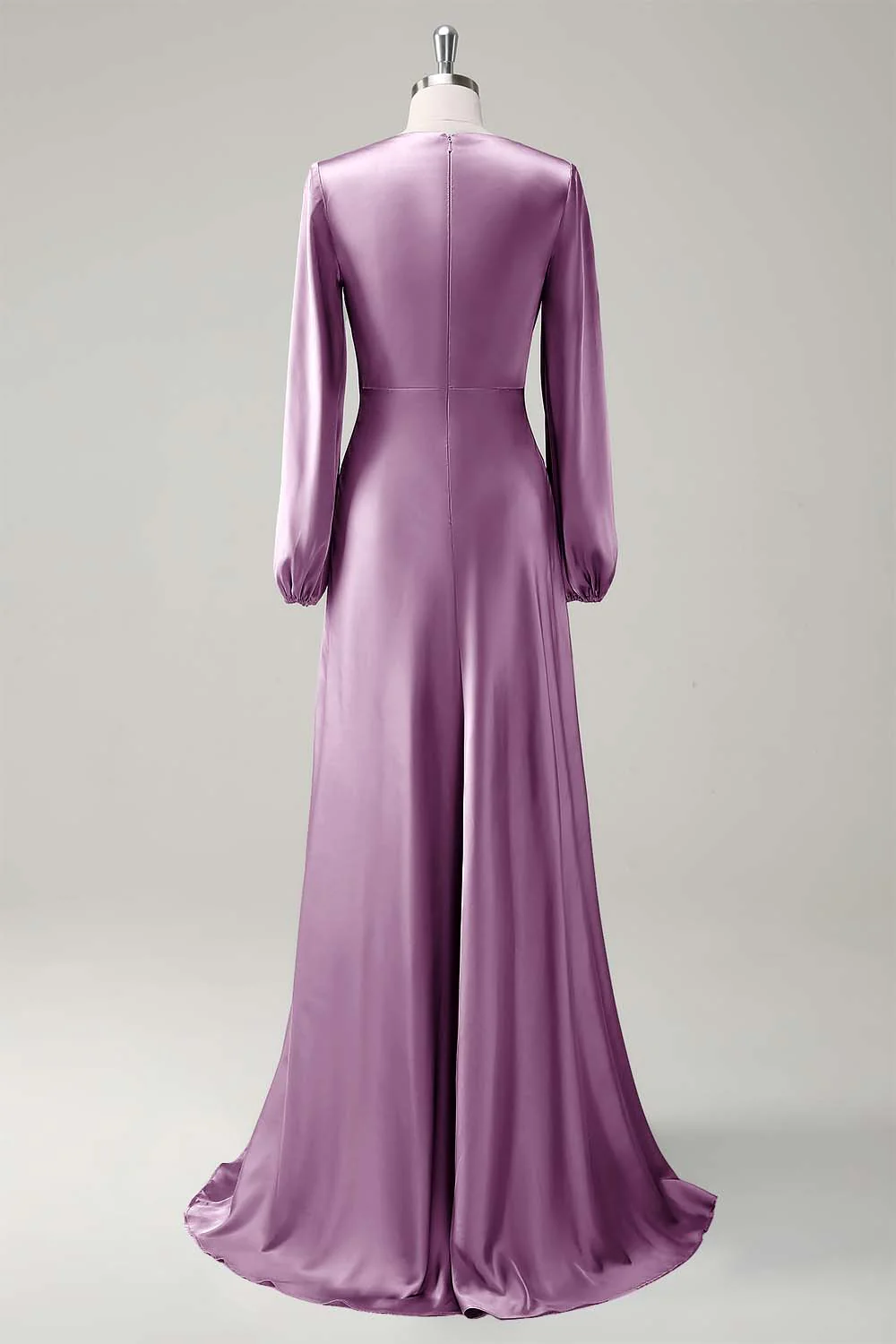 Une ligne col rond manches longues robe de demoiselle d’honneur sauge - Image 22