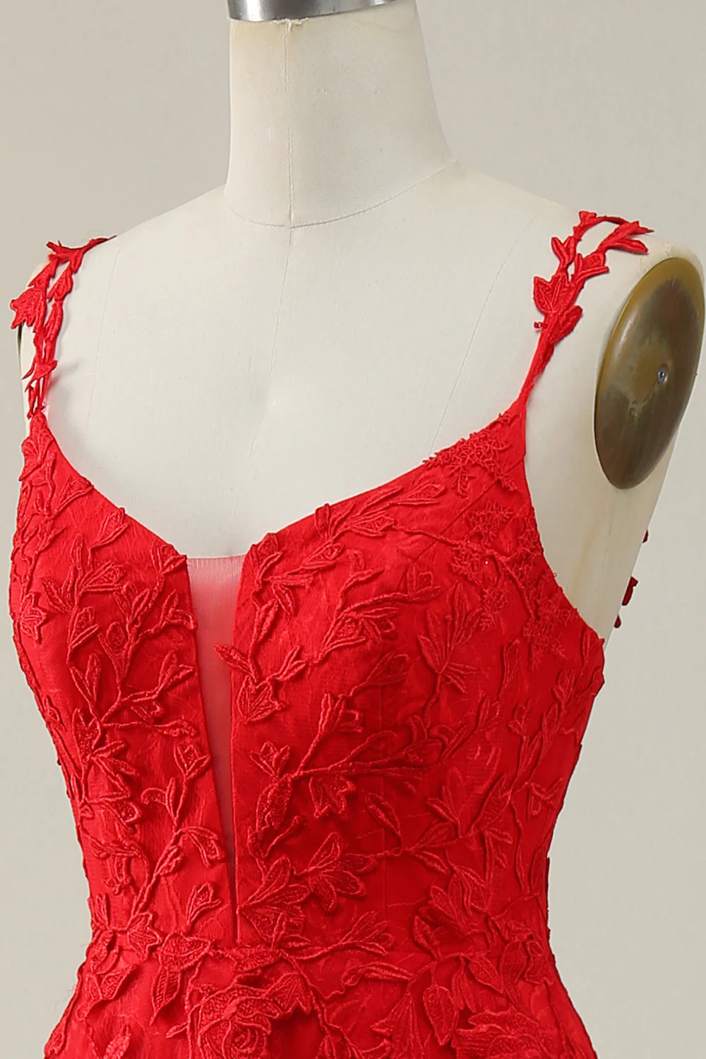 Une ligne de bretelles spaghetti Vert foncé Robe de Soirée longue avec appliques - Image 12