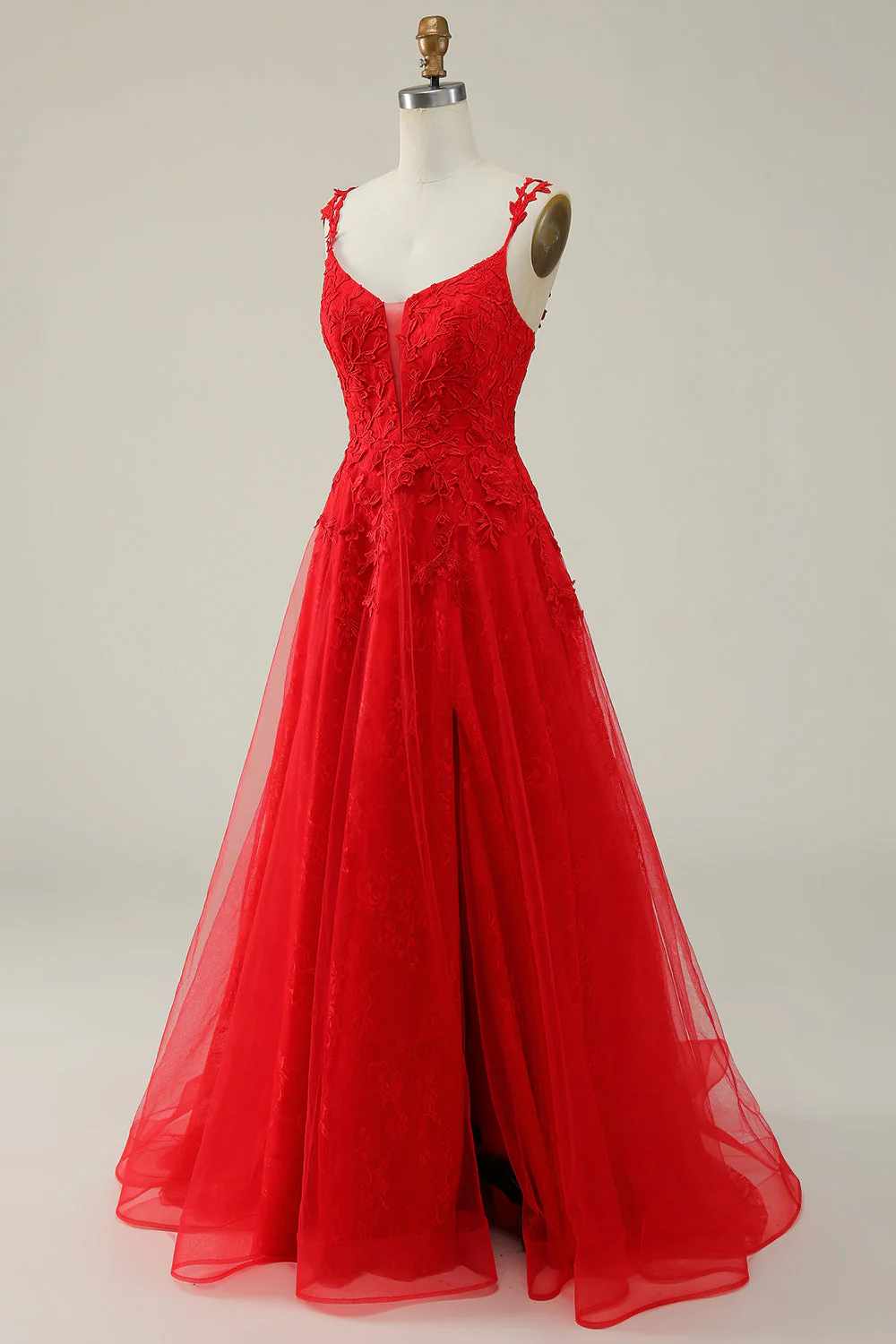Une ligne de bretelles spaghetti Vert foncé Robe de Soirée longue avec appliques - Image 9