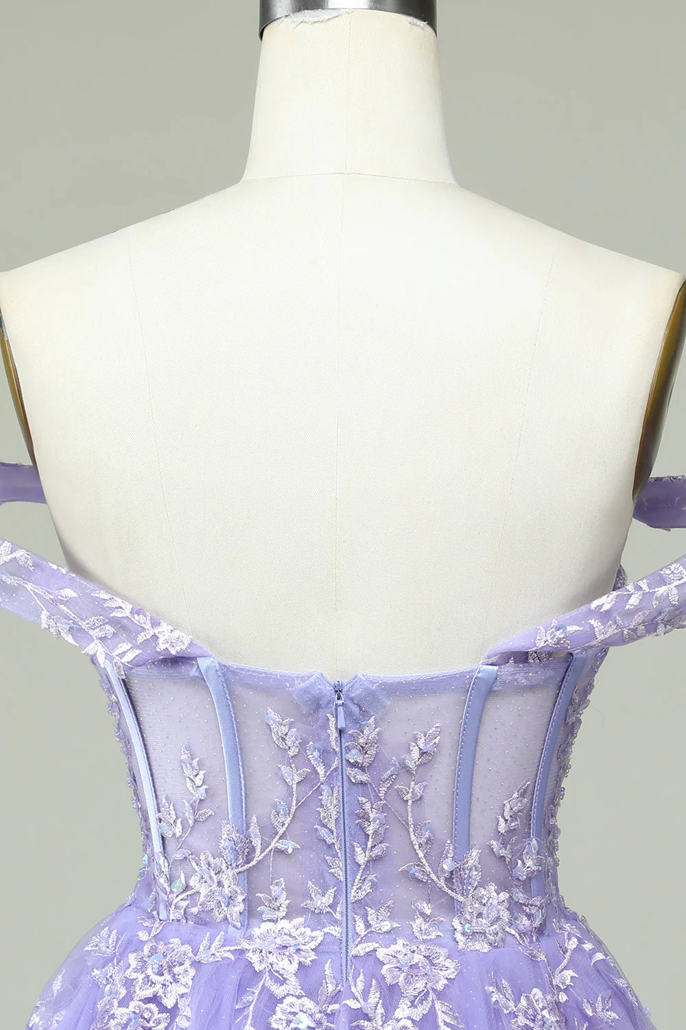 Une ligne de l’épaule Corset lilas Robe de cocktail avec appliques - Image 6