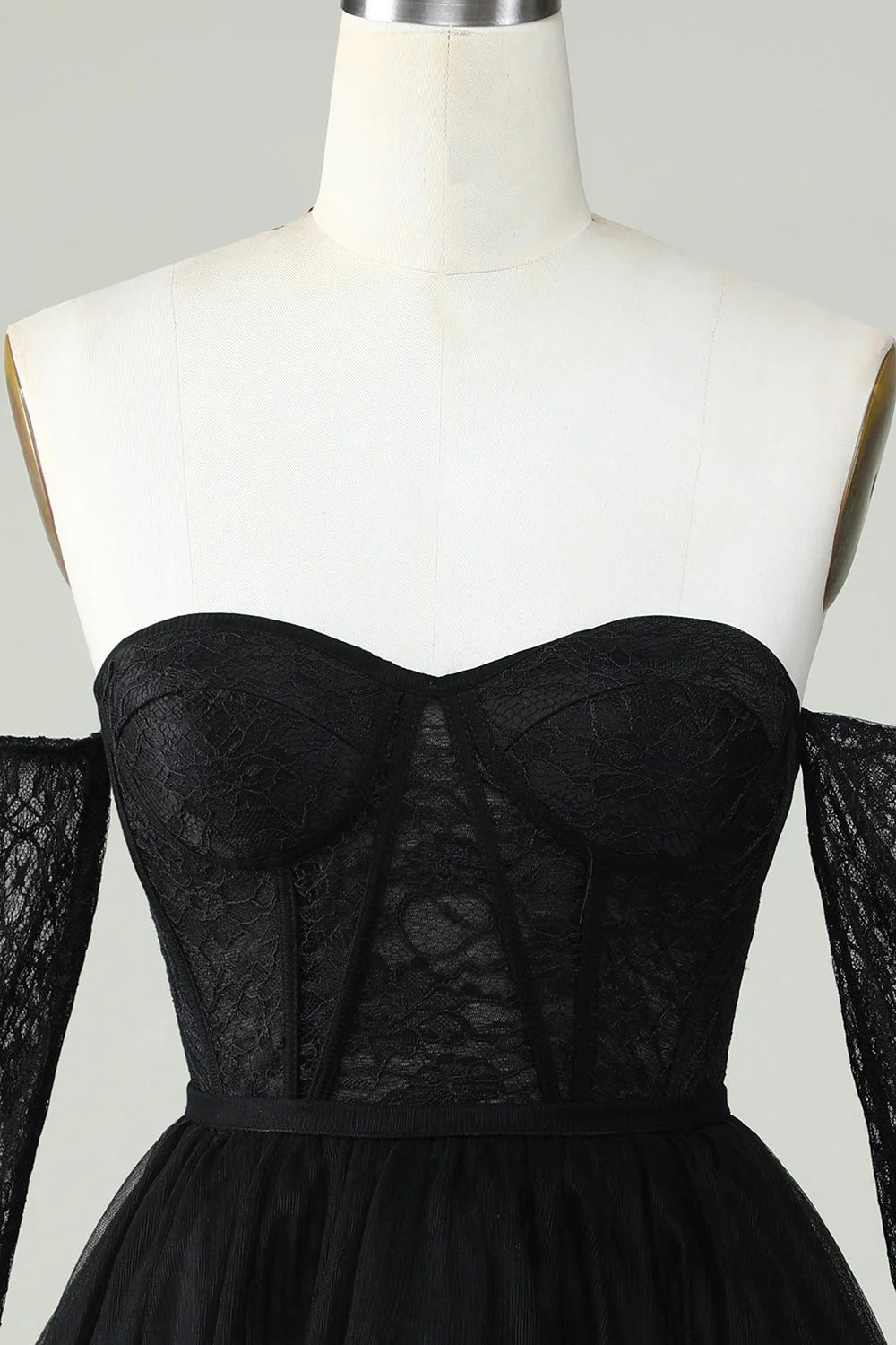 Une ligne de l’épaule Corset violet Robe Cocktail avec manches longues - Image 10