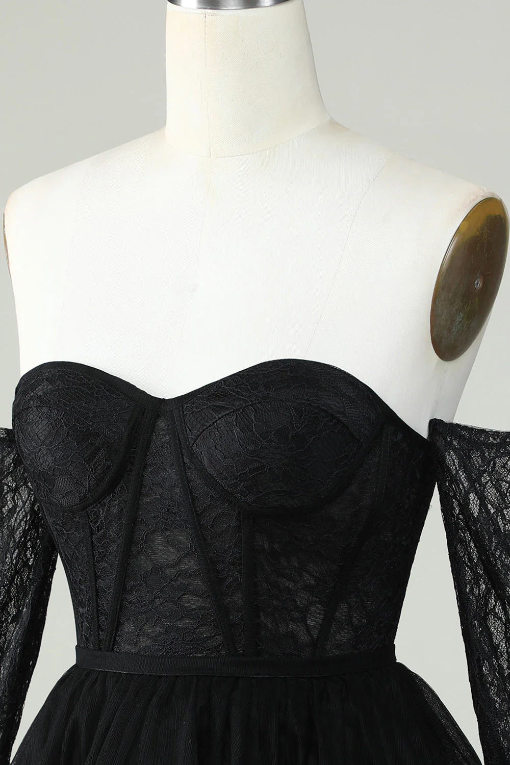 Une ligne de l’épaule Corset violet Robe Cocktail avec manches longues - Image 11