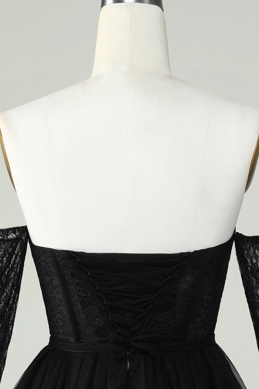 Une ligne de l’épaule Corset violet Robe Cocktail avec manches longues - Image 12