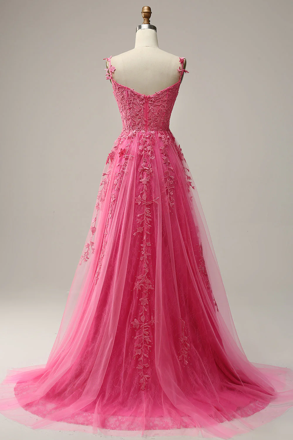 Robe de soirée marine une ligne à bretelles spaghetti avec appliques - Image 11