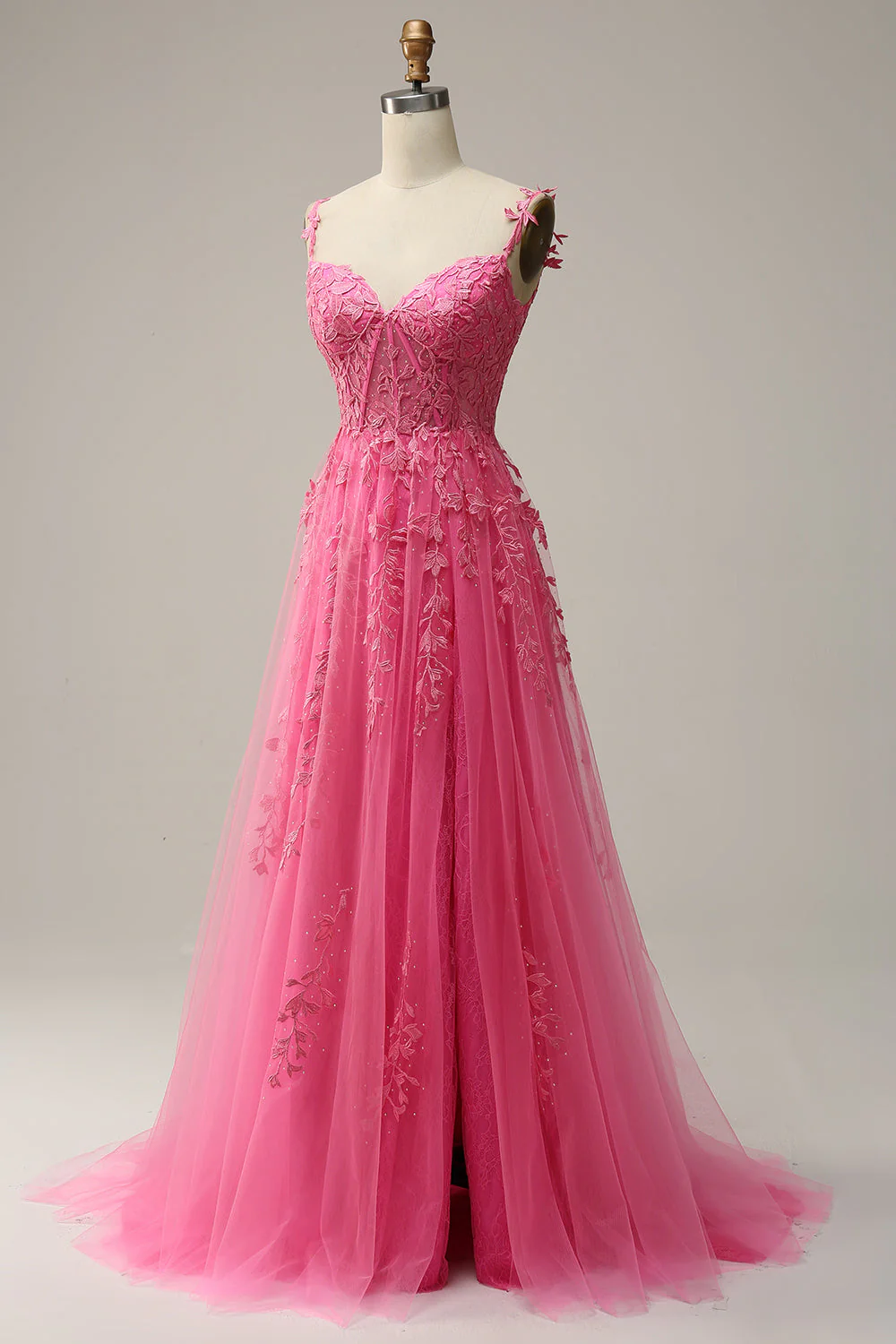 Robe de soirée marine une ligne à bretelles spaghetti avec appliques - Image 12