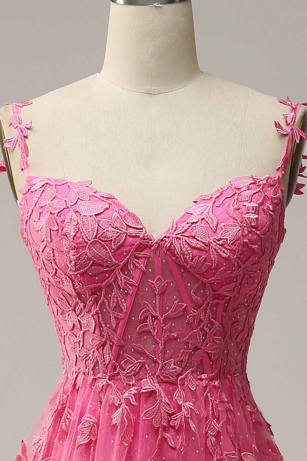 Robe de soirée marine une ligne à bretelles spaghetti avec appliques - Image 13