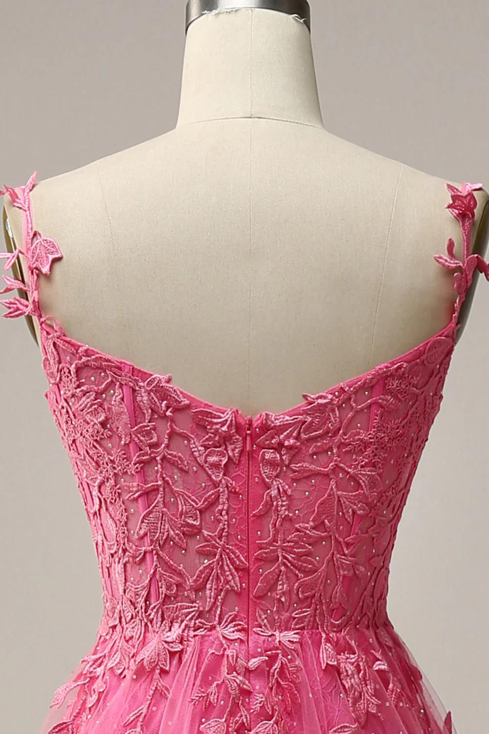 Robe de soirée marine une ligne à bretelles spaghetti avec appliques - Image 15