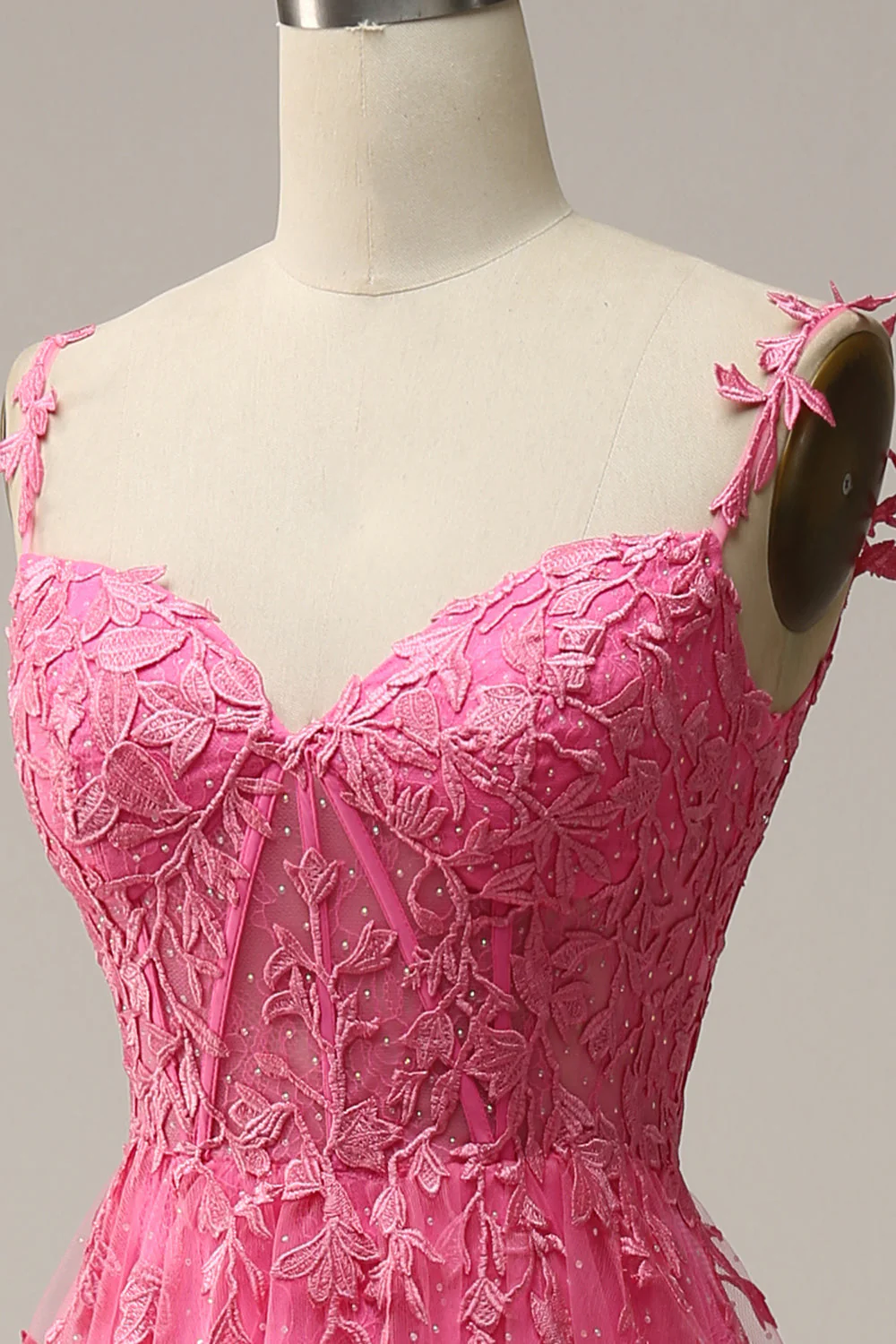 Robe de soirée marine une ligne à bretelles spaghetti avec appliques - Image 14