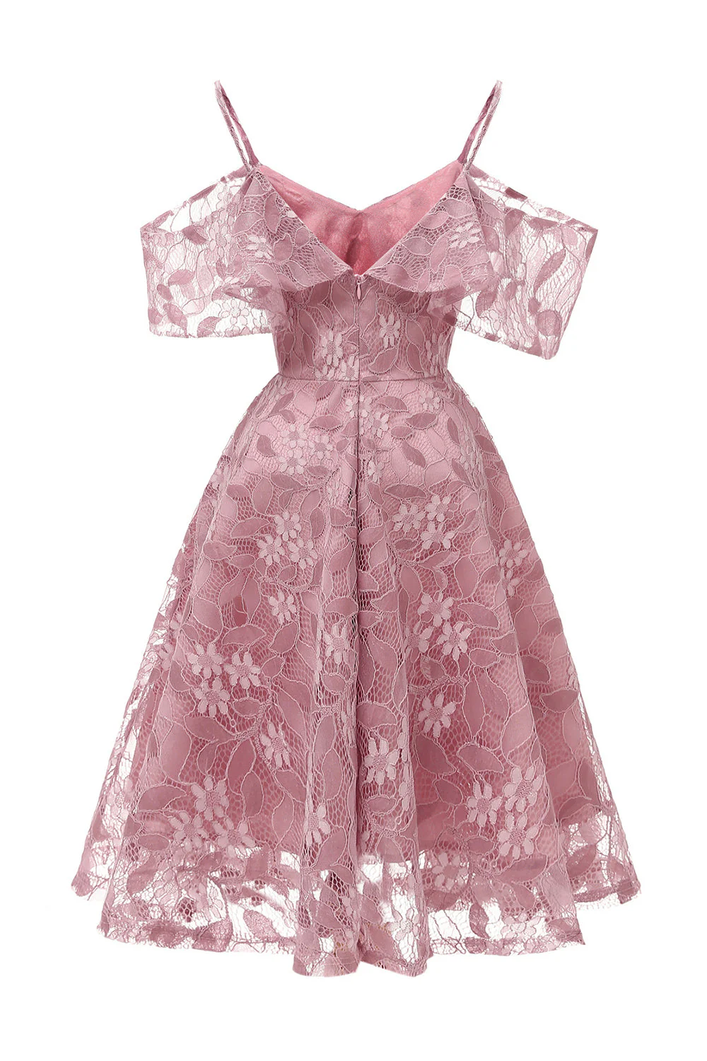 Une ligne de la robe en dentelle Blush à l’épaule - Image 2