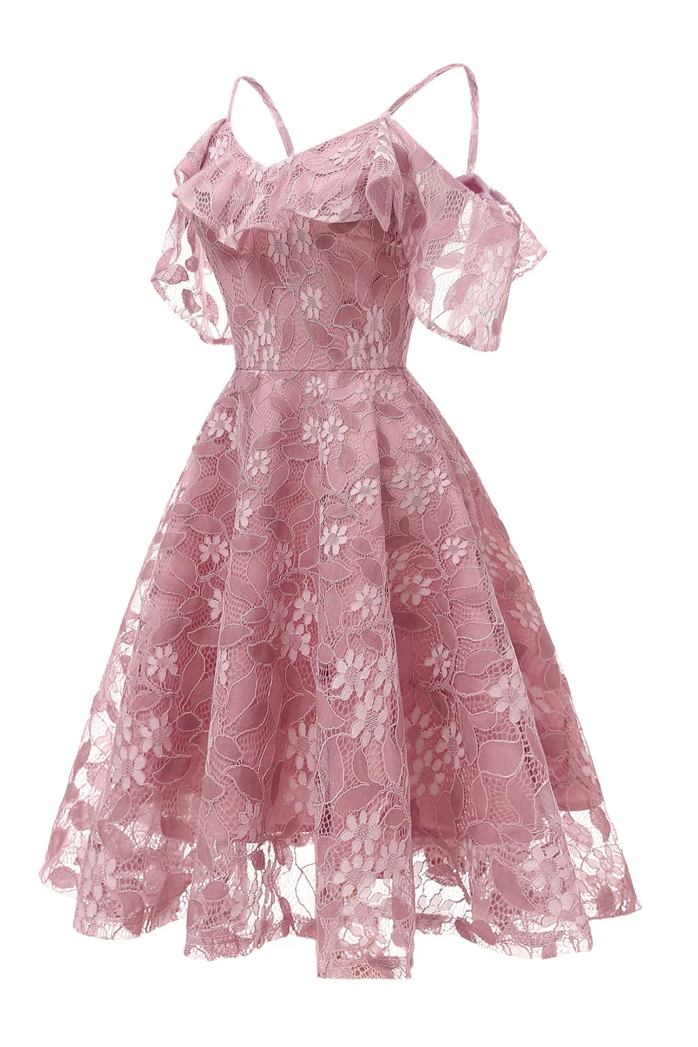 Une ligne de la robe en dentelle Blush à l’épaule - Image 3