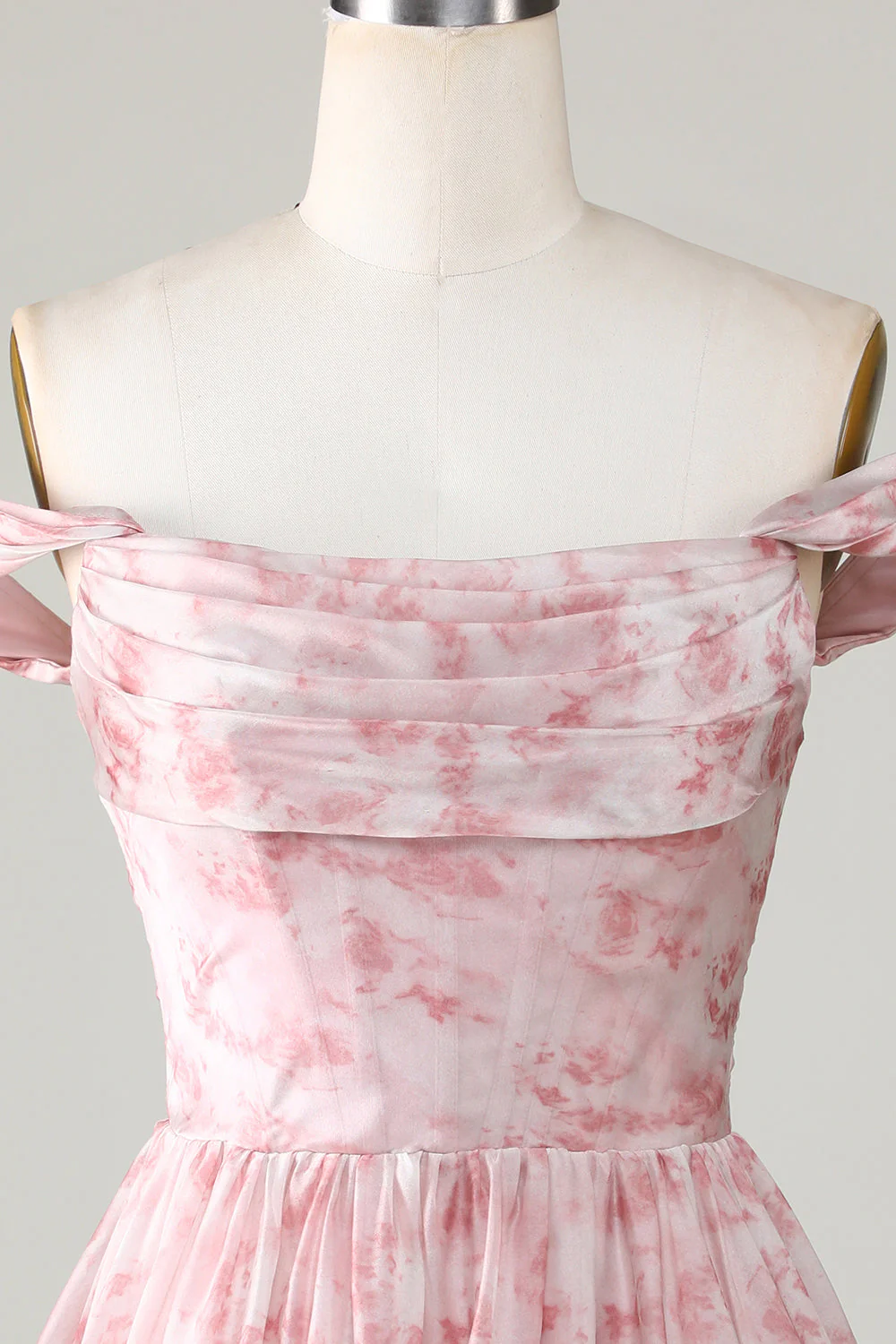 Une ligne mignonne Blush imprimée robe courte de cocktail à la maison avec des volants - Image 4