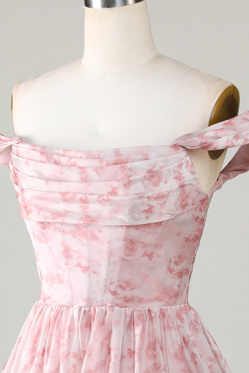 Une ligne mignonne Blush imprimée robe courte de cocktail à la maison avec des volants - Image 5