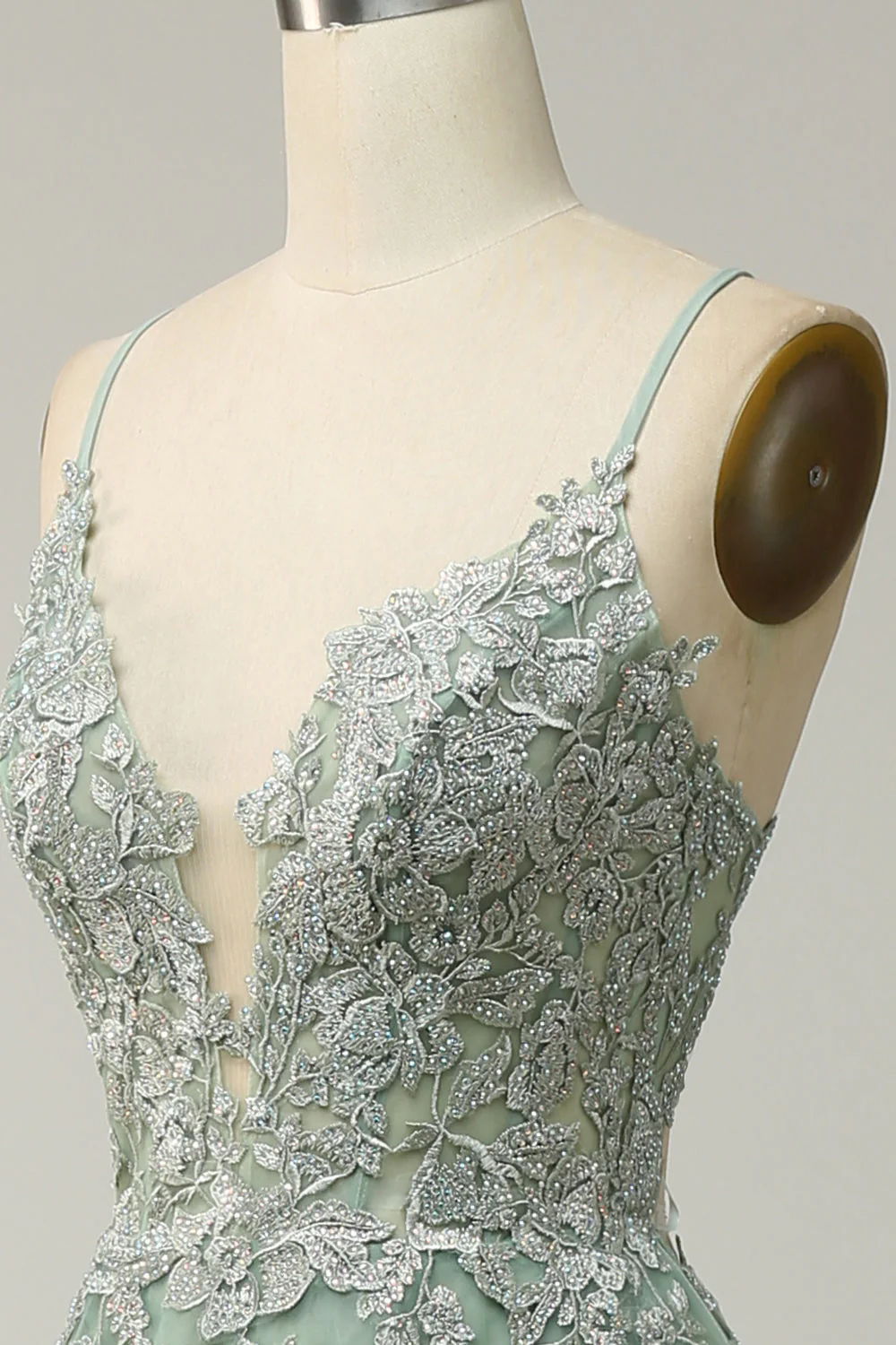 Une ligne Spaghetti Strats Vert foncé Robe de Soirée longue avec Criss Cross Back - Image 13