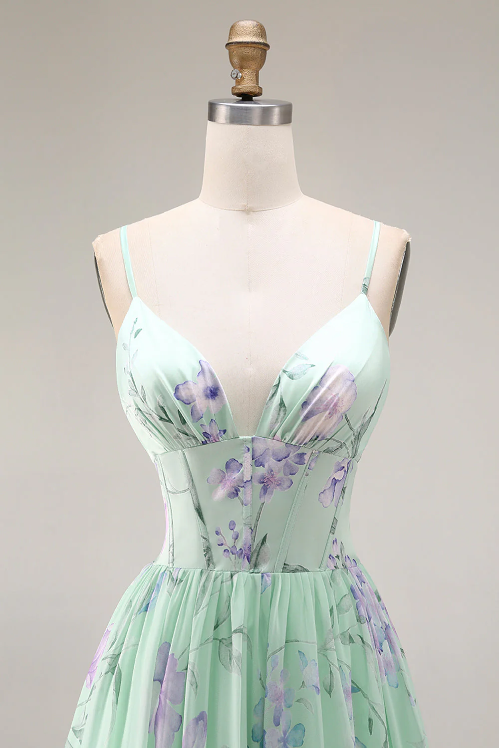 Une robe de bal longue robe de bal en mousseline fleur rose rose A à volants - Image 14