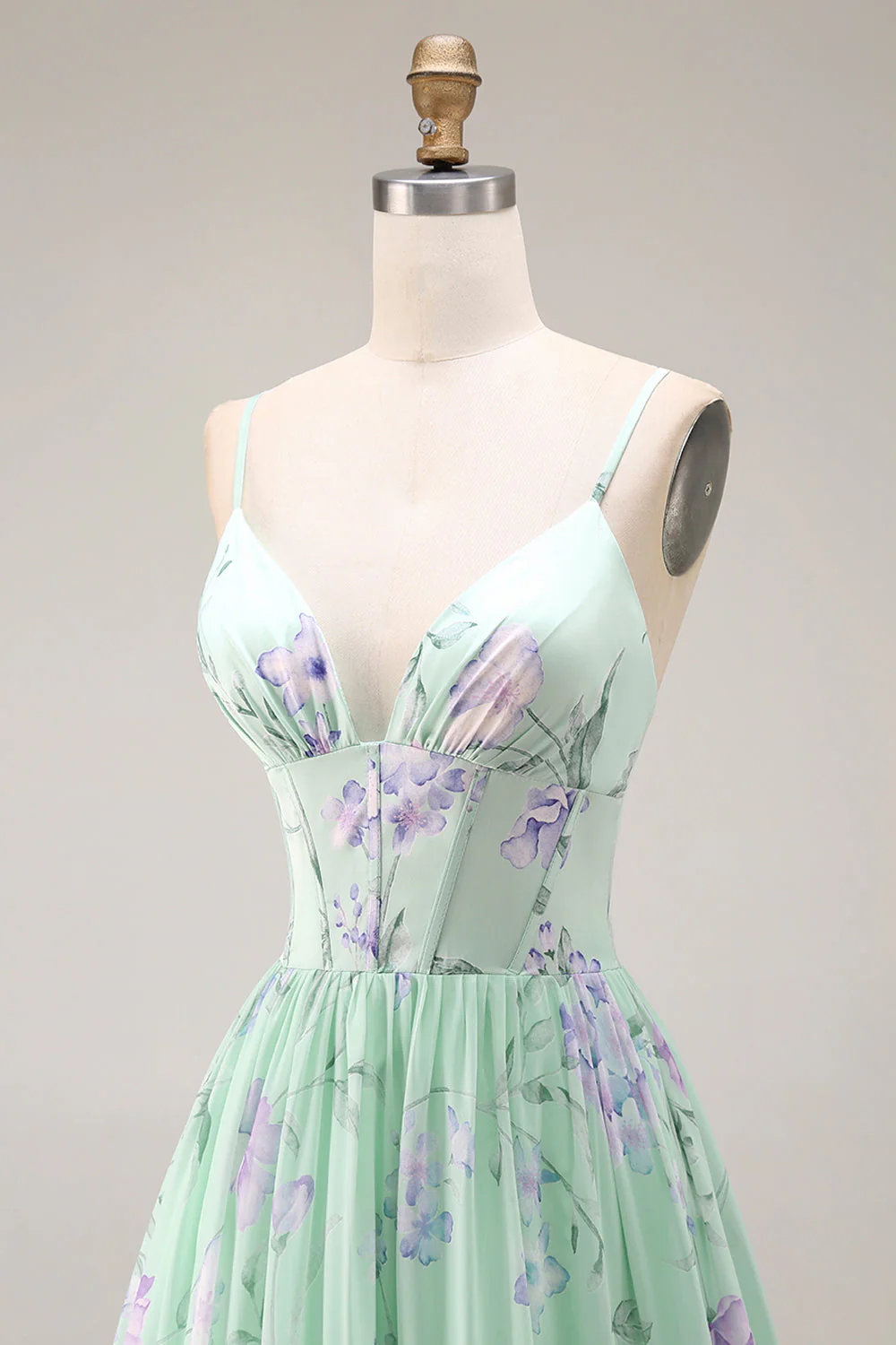 Une robe de bal longue robe de bal en mousseline fleur rose rose A à volants - Image 15