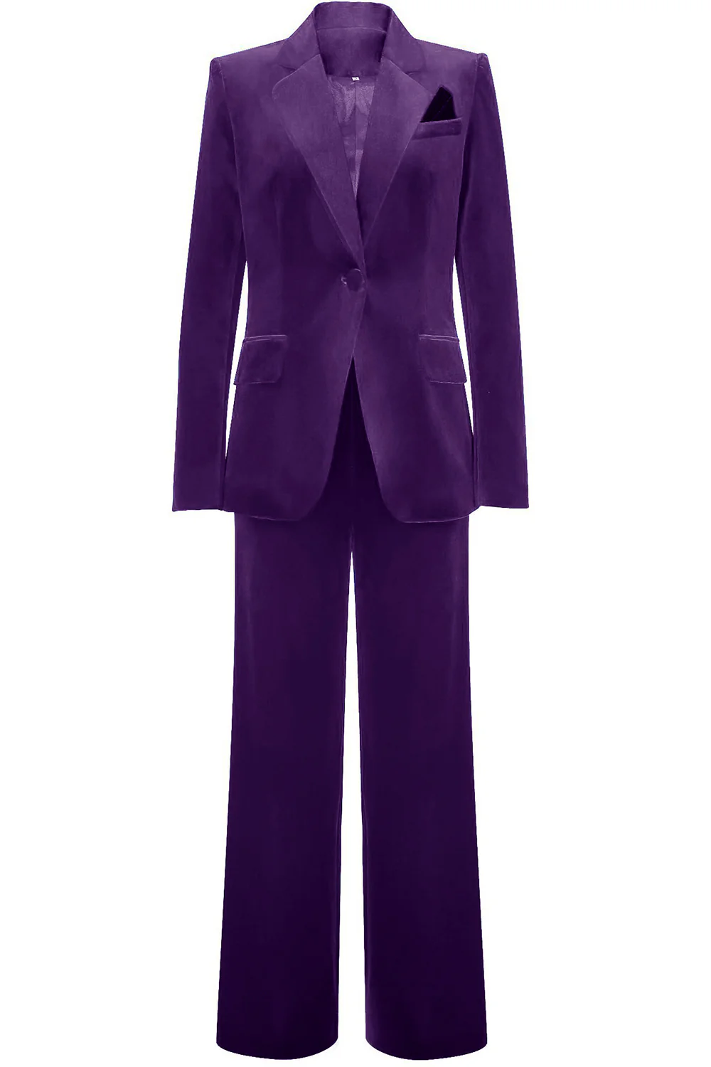 Costume femme en velours bleu roi à bouton unique élégant - Image 12