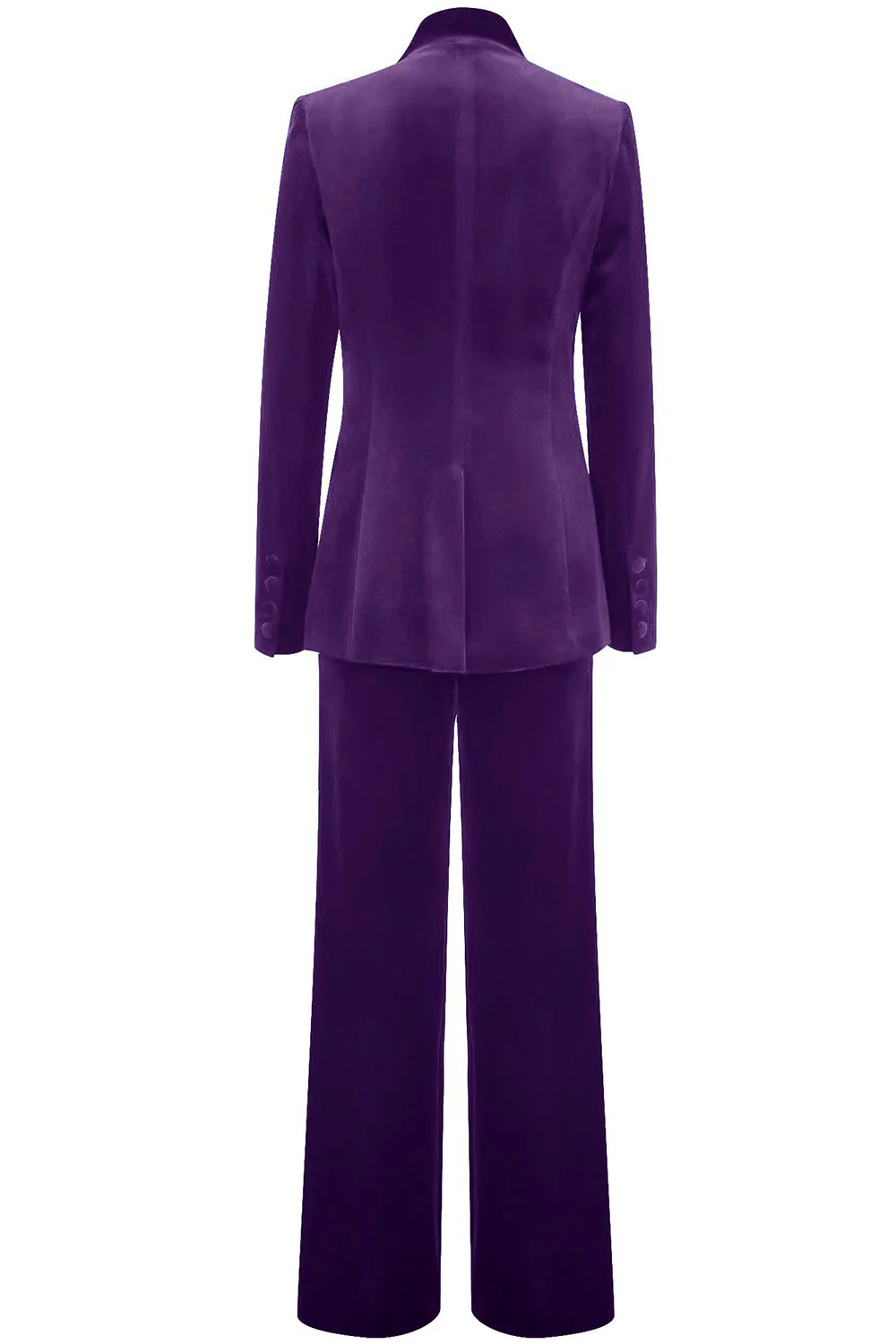 Costume femme en velours bleu roi à bouton unique élégant - Image 13