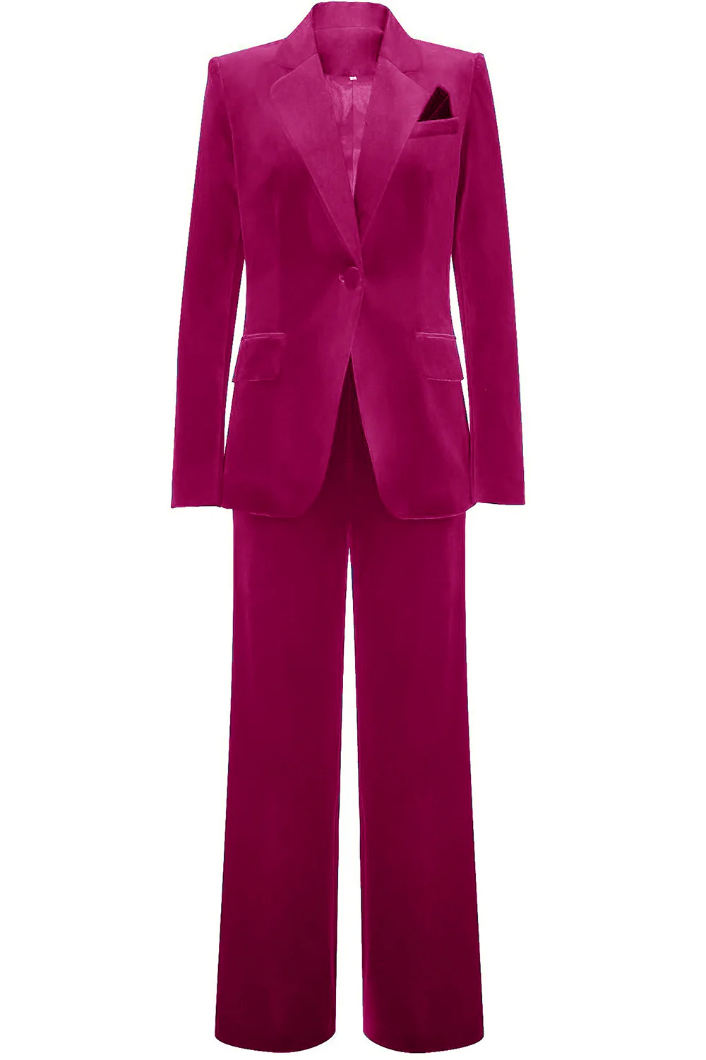 Costume femme en velours bleu roi à bouton unique élégant - Image 14