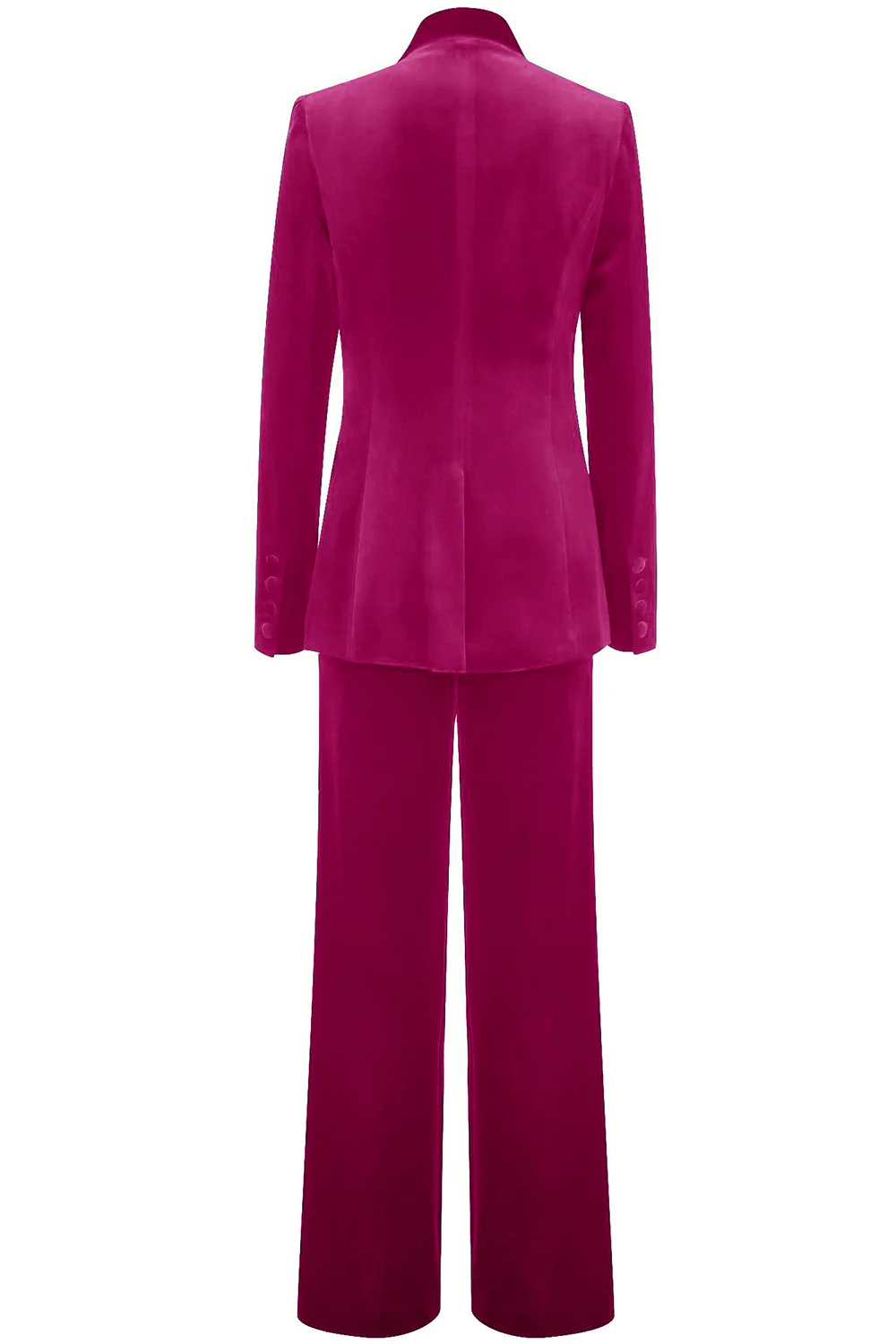 Costume femme en velours bleu roi à bouton unique élégant - Image 15
