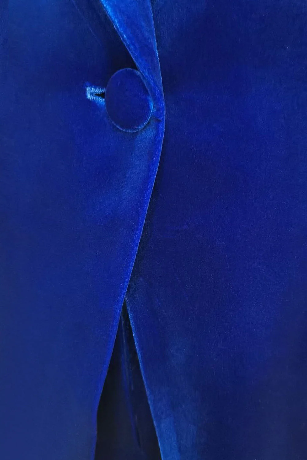 Costume femme en velours bleu roi à bouton unique élégant - Image 4