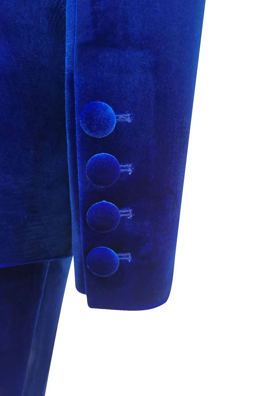 Costume femme en velours bleu roi à bouton unique élégant - Image 5