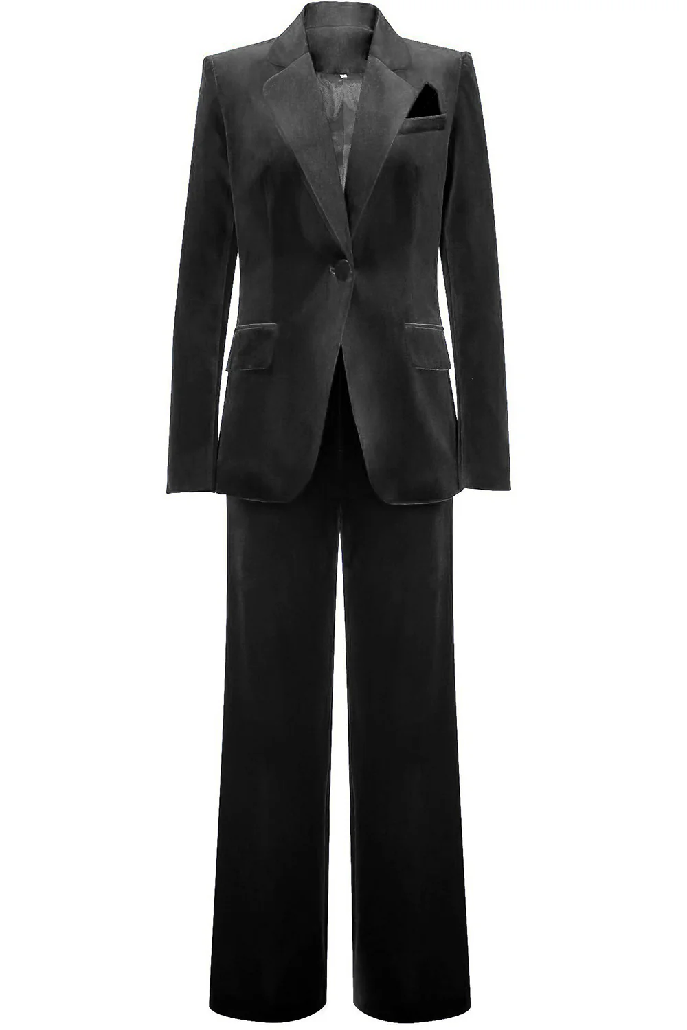 Costume femme en velours bleu roi à bouton unique élégant - Image 8