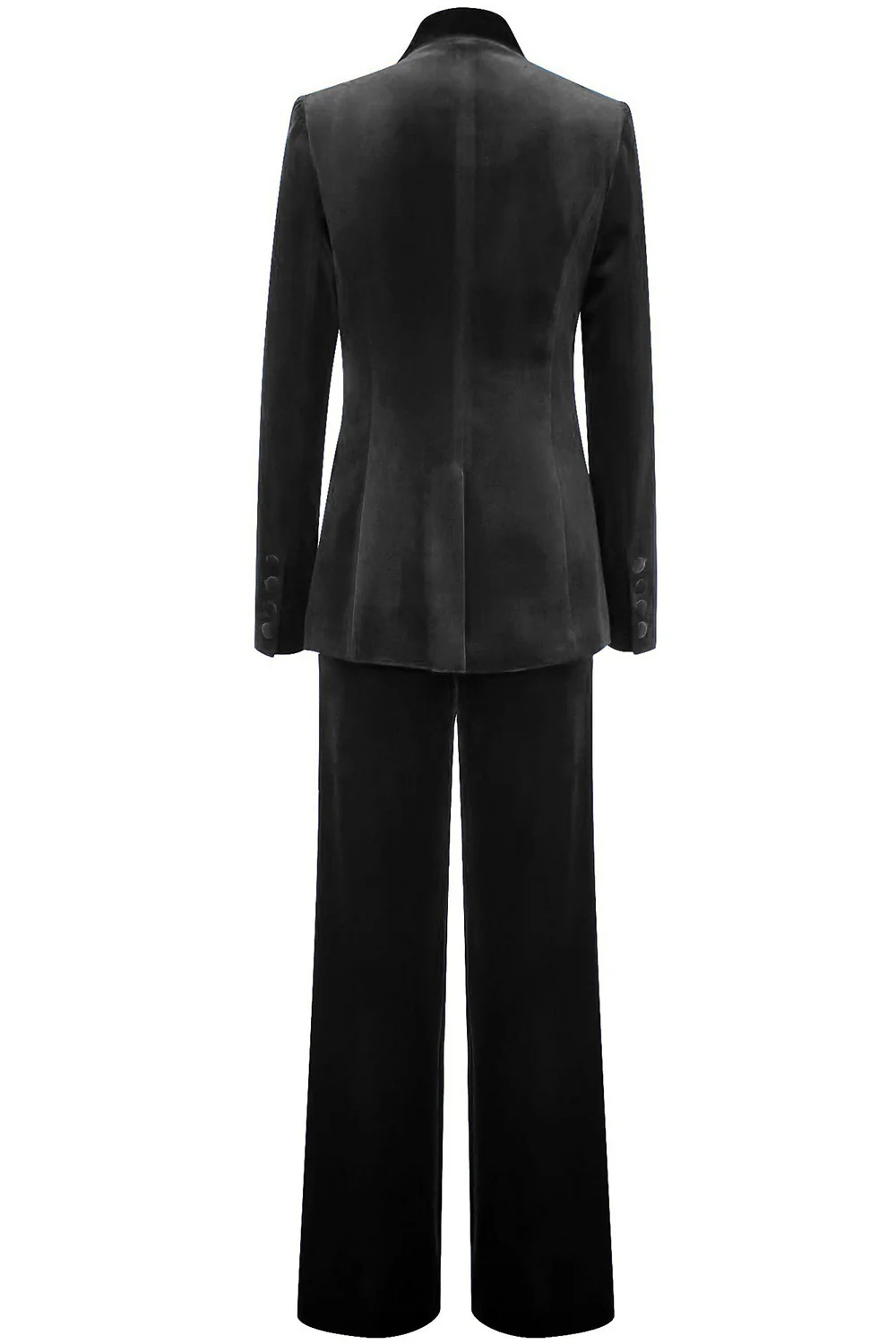 Costume femme en velours bleu roi à bouton unique élégant - Image 9
