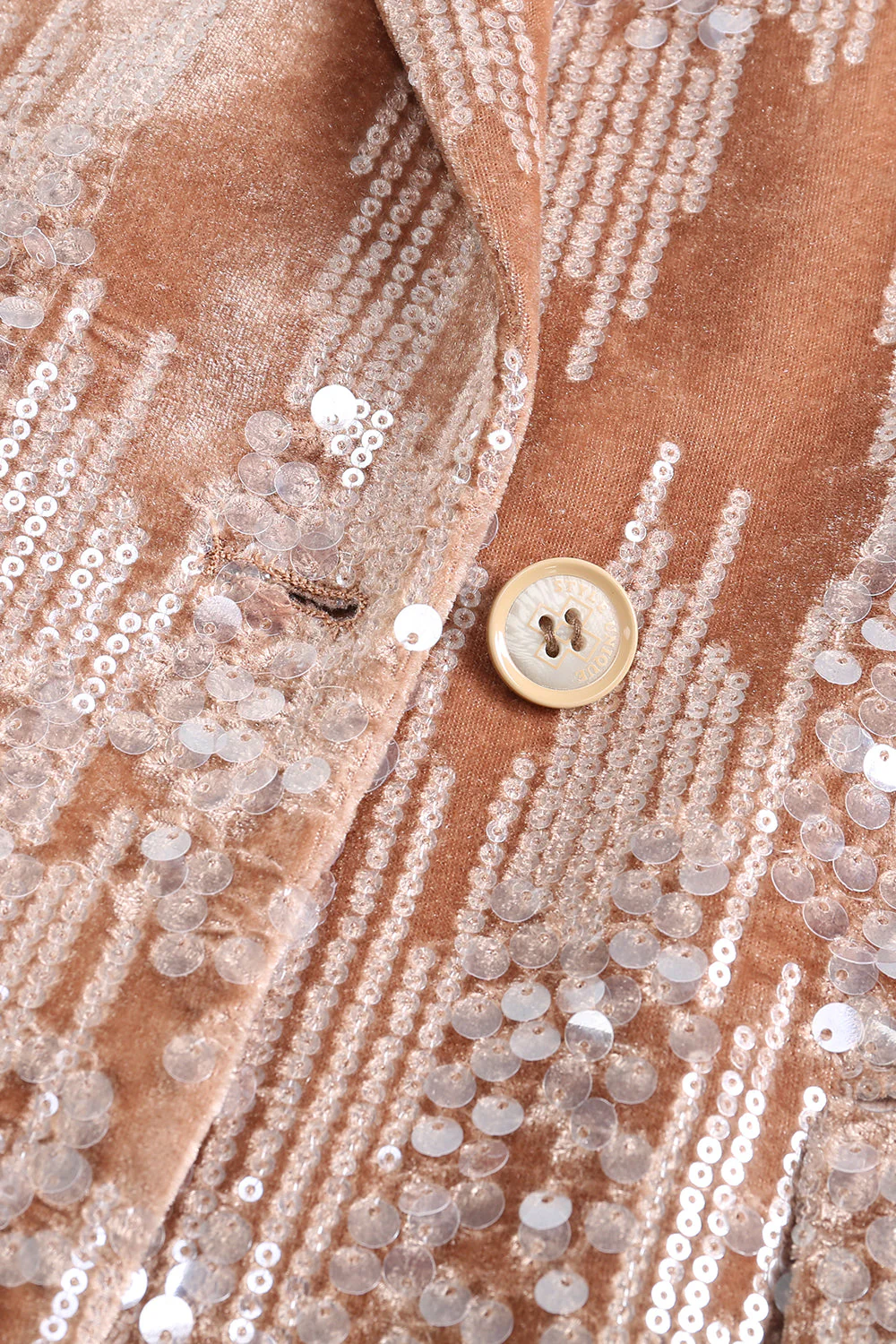 Costume femme 2 pièces velours rose poussiéreux scintillant à paillettes cranté - Image 13
