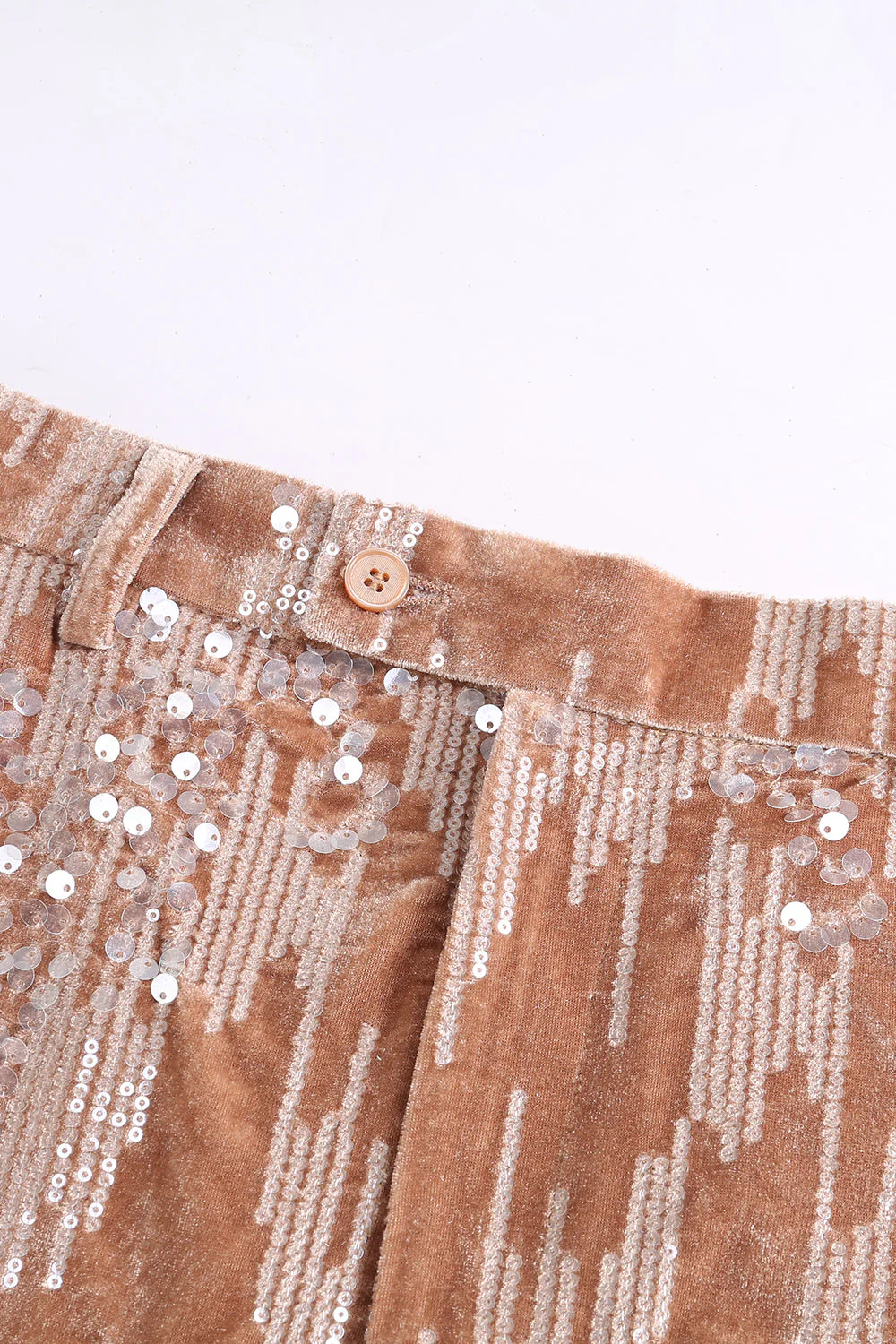 Costume femme 2 pièces velours rose poussiéreux scintillant à paillettes cranté - Image 14